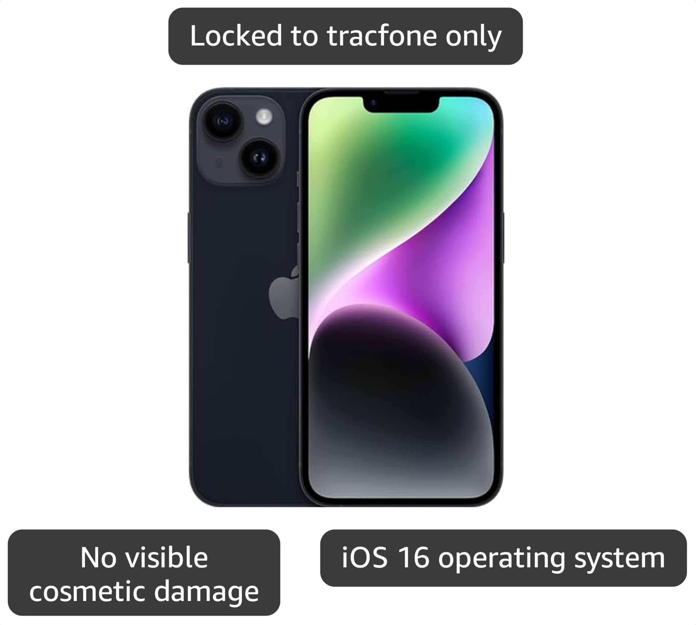 Apple iPhone 14, 128GB, Midnight - Unlocked (Renewed) thumbnail