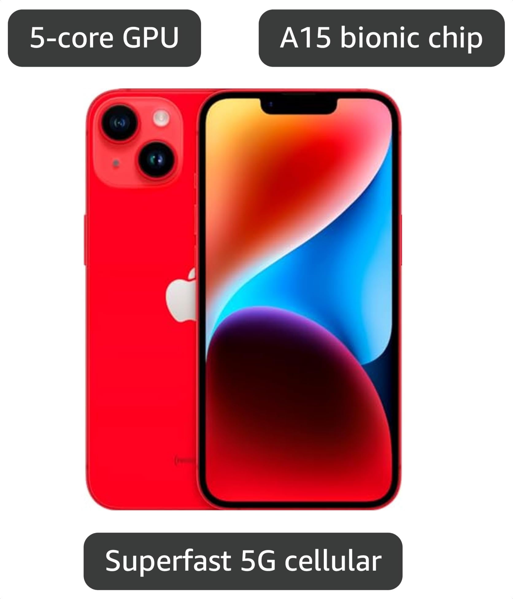 Apple iPhone 14, 128GB, (PRODUCT)Red for AT&T (Renewed) thumbnail