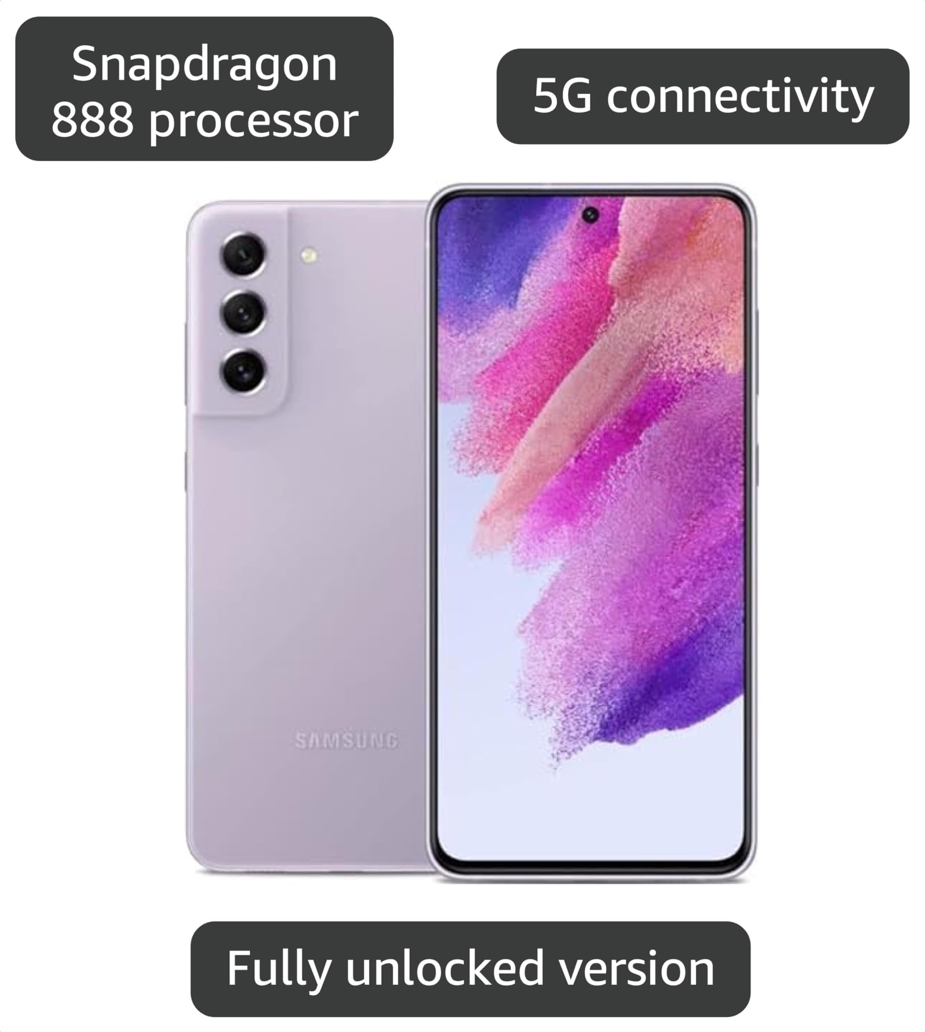 Samsung Galaxy S21 FE 5G, US Version, 128GB, Lavender - AT&T (Renewed) thumbnail