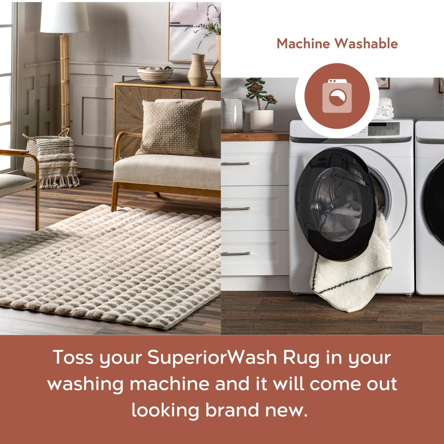 nuLOOM Jeni Beige Checkered Washable Area Rug, 8' x 10' thumbnail
