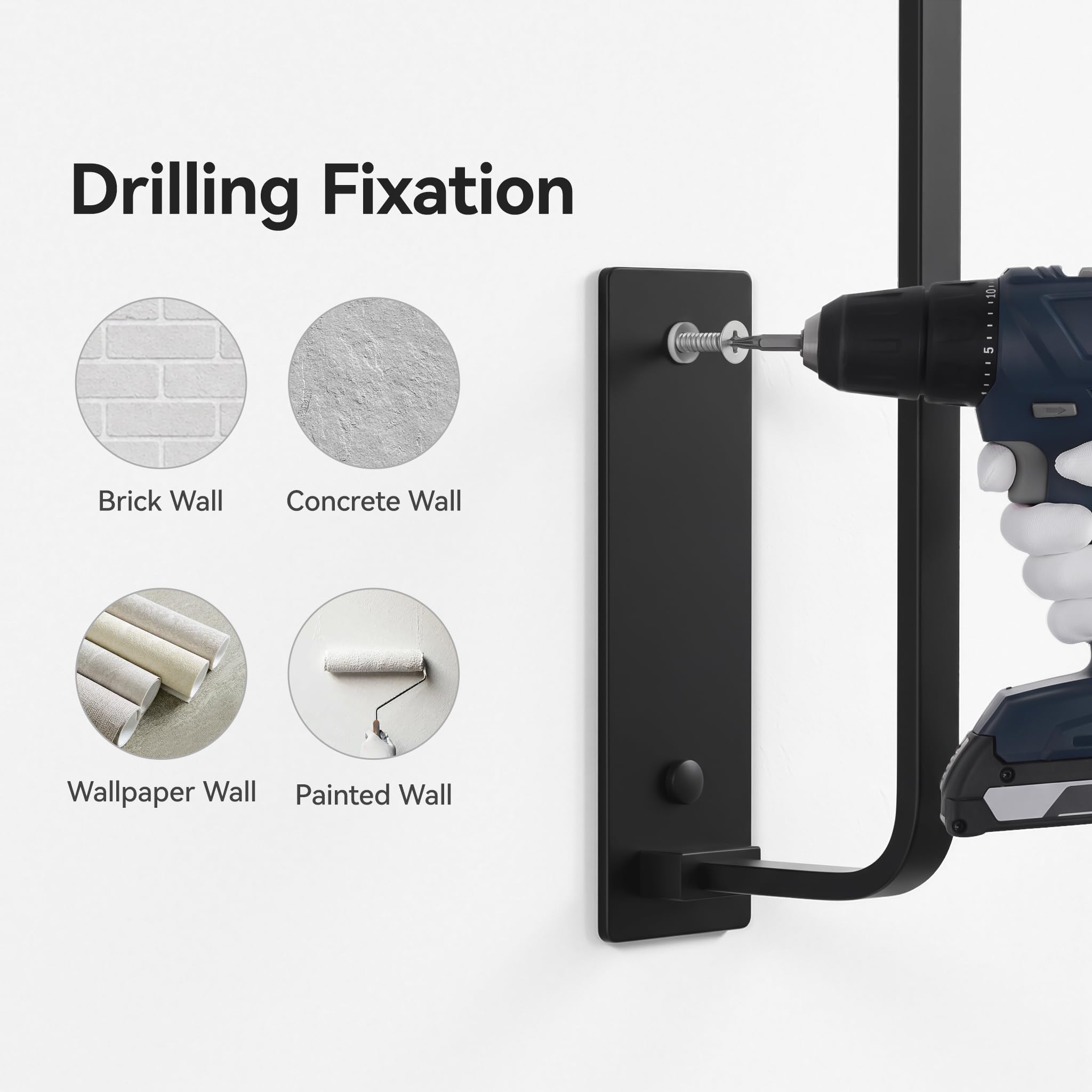 Paper Towel Holder Under Cabinet, Self-Adhesive or Drilling, Matte Black thumbnail