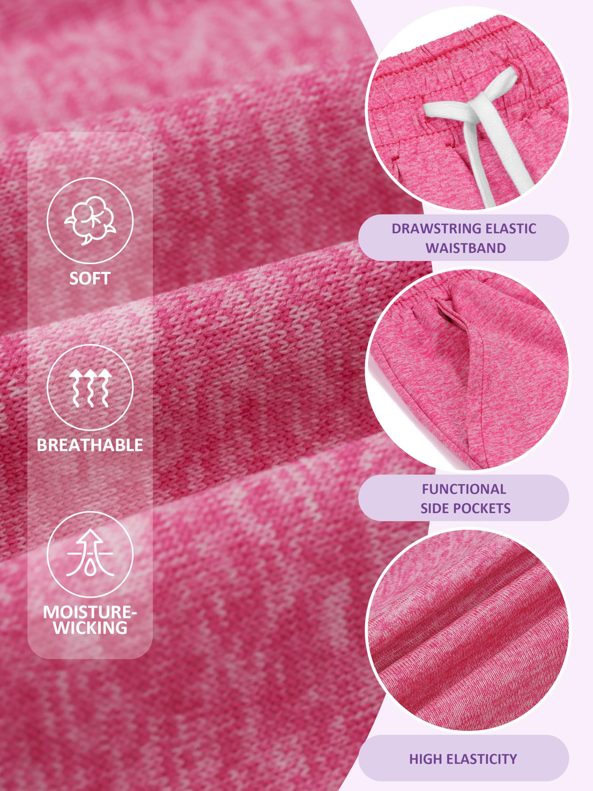 Resinta 5 Packs Youth Girls Athletic Shorts with Drawstring Pockets Girls Soccer Running Shorts for Yoga Workout Dance thumbnail