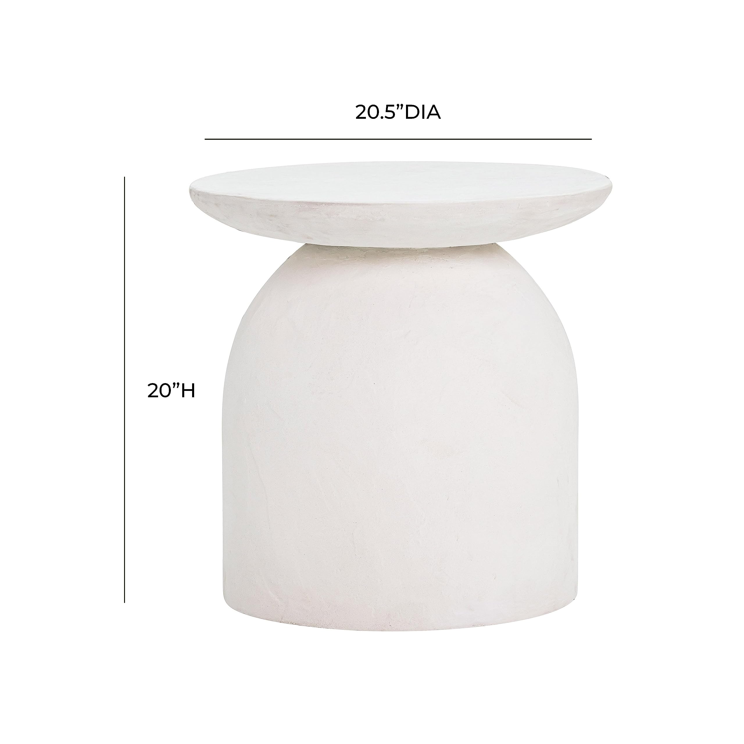 Tov Furniture Aloe White Textured Concrete Indoor/Outdoor Round Side Table thumbnail