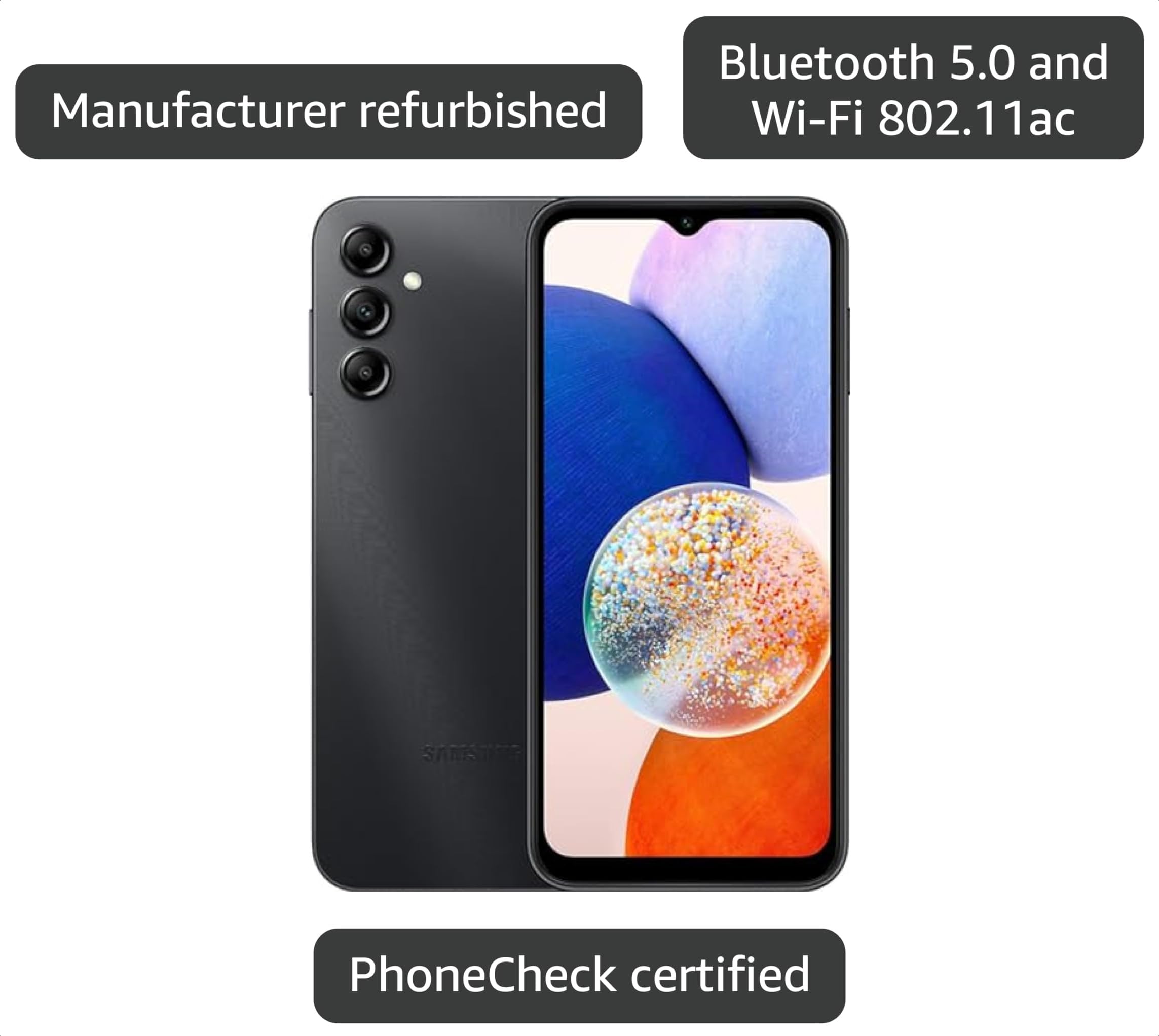 Samsung Galaxy A14 5G, 64GB, Black - Unlocked (Renewed) thumbnail