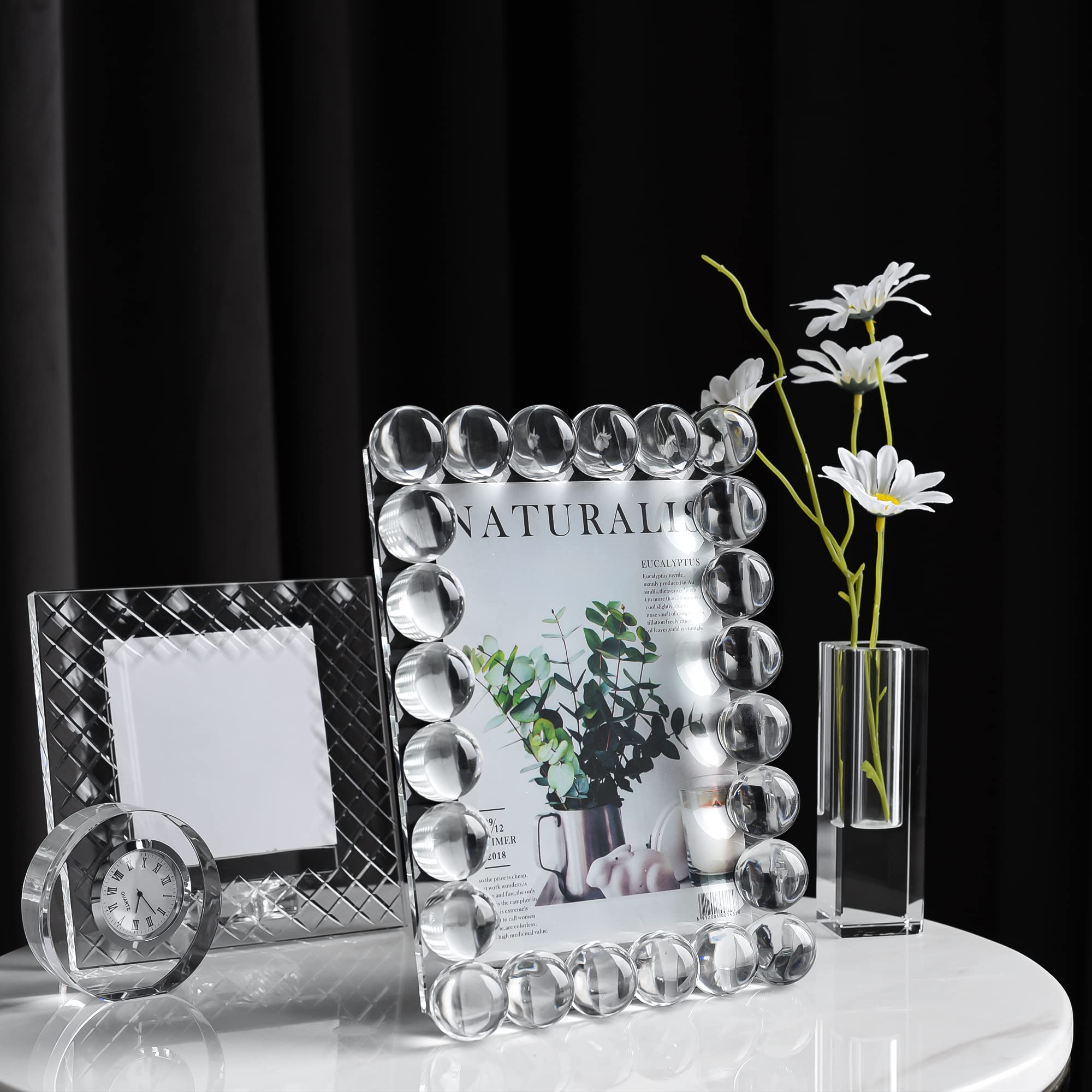 Crystal 5x7Inch Picture Frame Decor, Wedding Frame Tabletop Display, Display Pictures 5''x 7'', Comes with Gift Box thumbnail