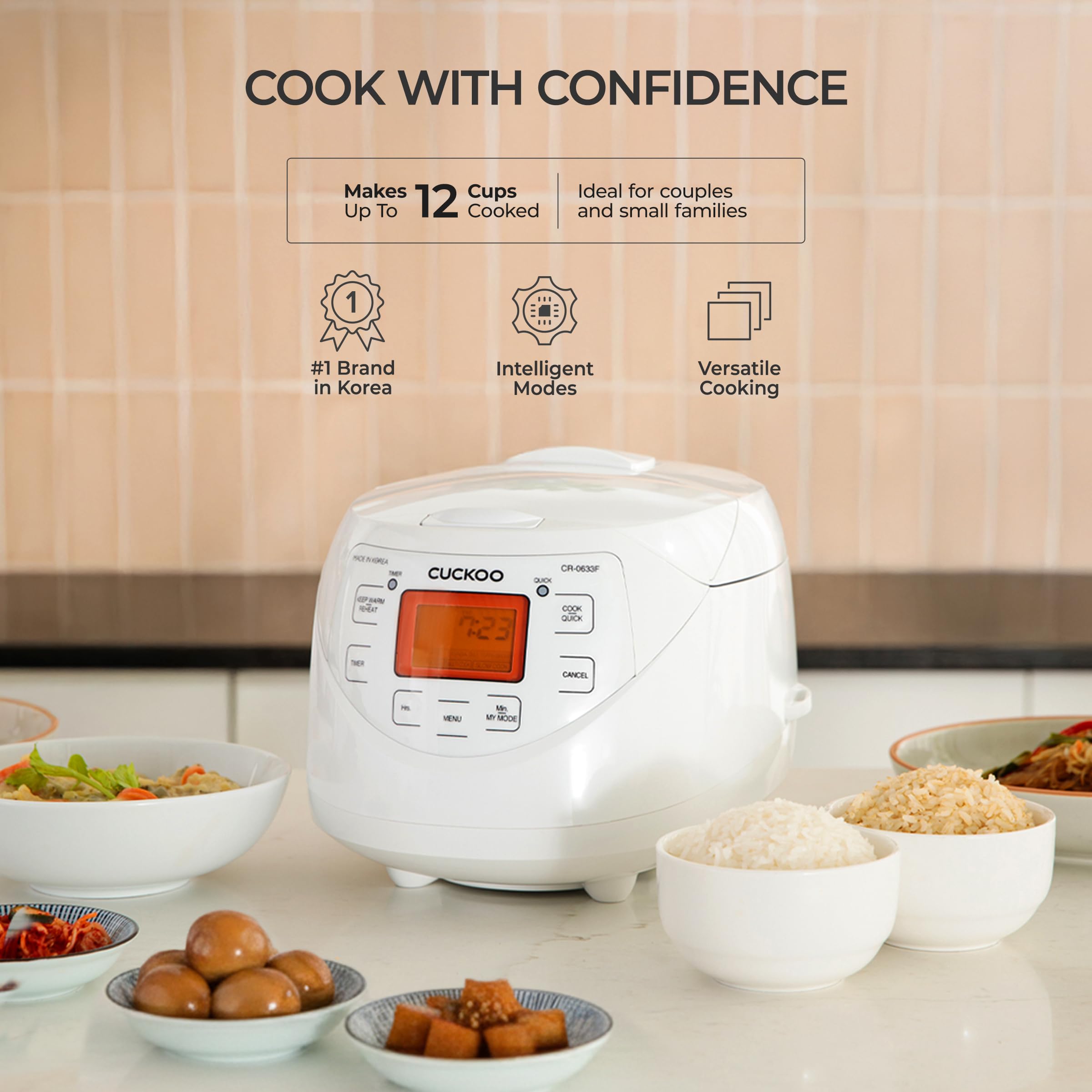 CUCKOO Micom Fuzzy Logic Rice Cooker, 12-Cup Cooked, White, CR-0633F thumbnail