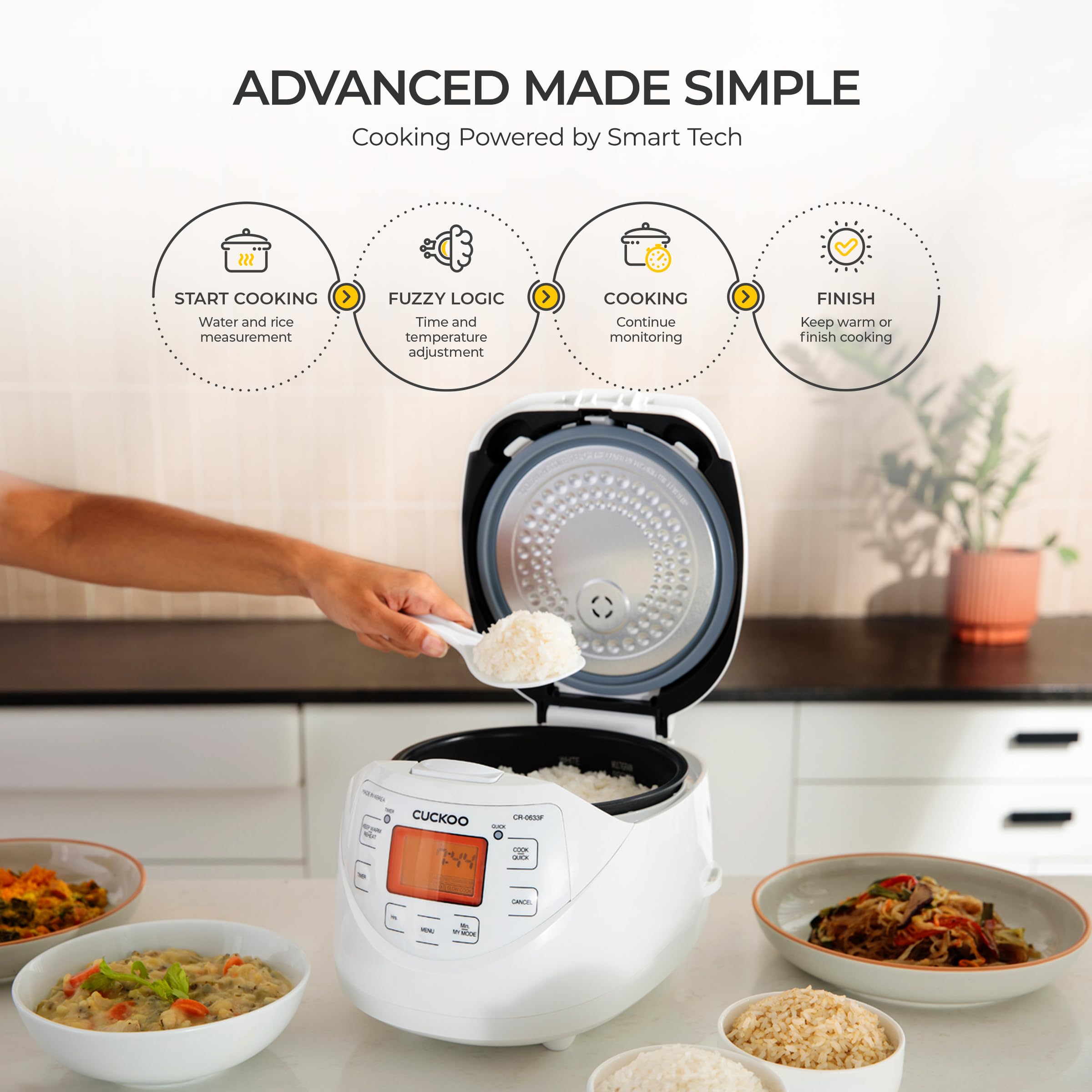 CUCKOO Micom Fuzzy Logic Rice Cooker, 12-Cup Cooked, White, CR-0633F thumbnail
