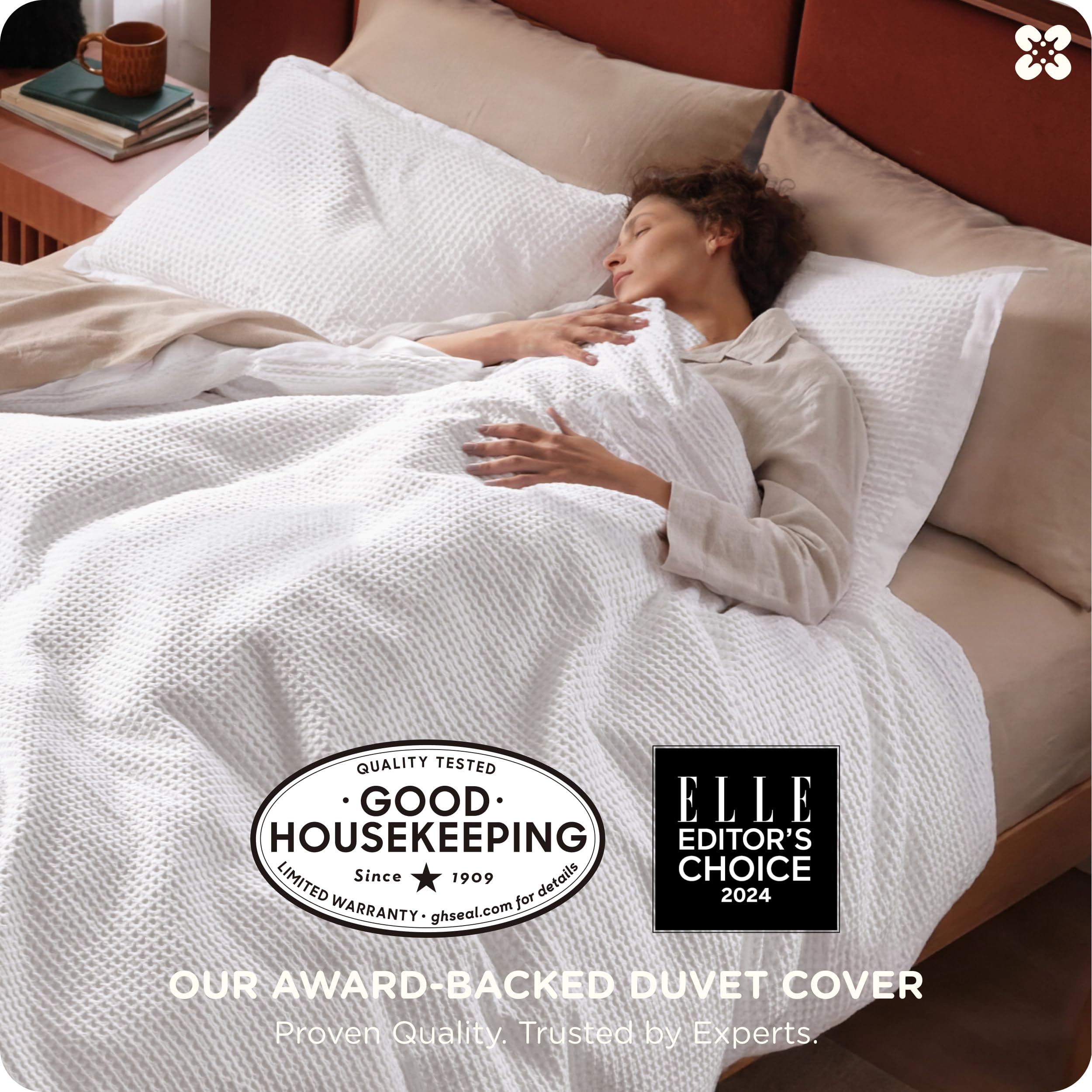 Bedsure PureWoven 3 Pieces 100% Cotton Waffle Weave Duvet Cover Set, Queen thumbnail