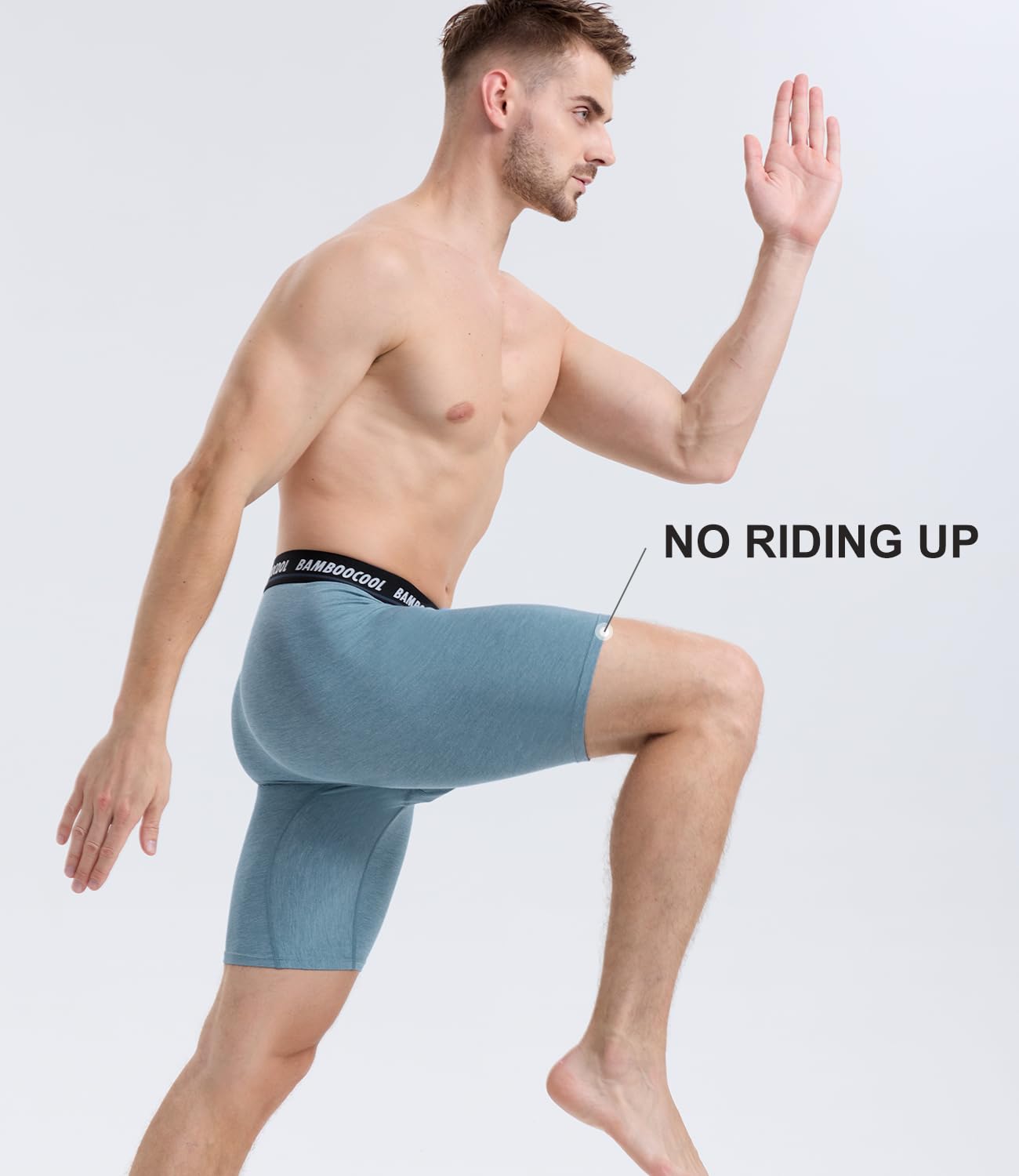 BAMBOO COOL Men's Long Boxer Briefs Performance Long Leg Sports Boxer Brief Underwear MultiPack thumbnail