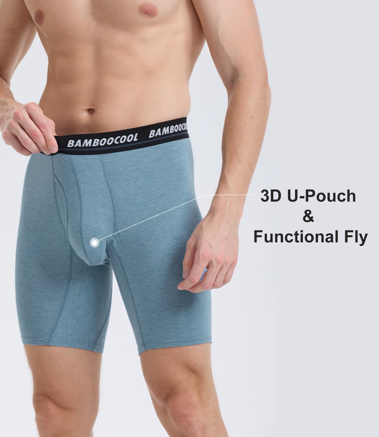 BAMBOO COOL Men's Long Boxer Briefs Performance Long Leg Sports Boxer Brief Underwear MultiPack thumbnail