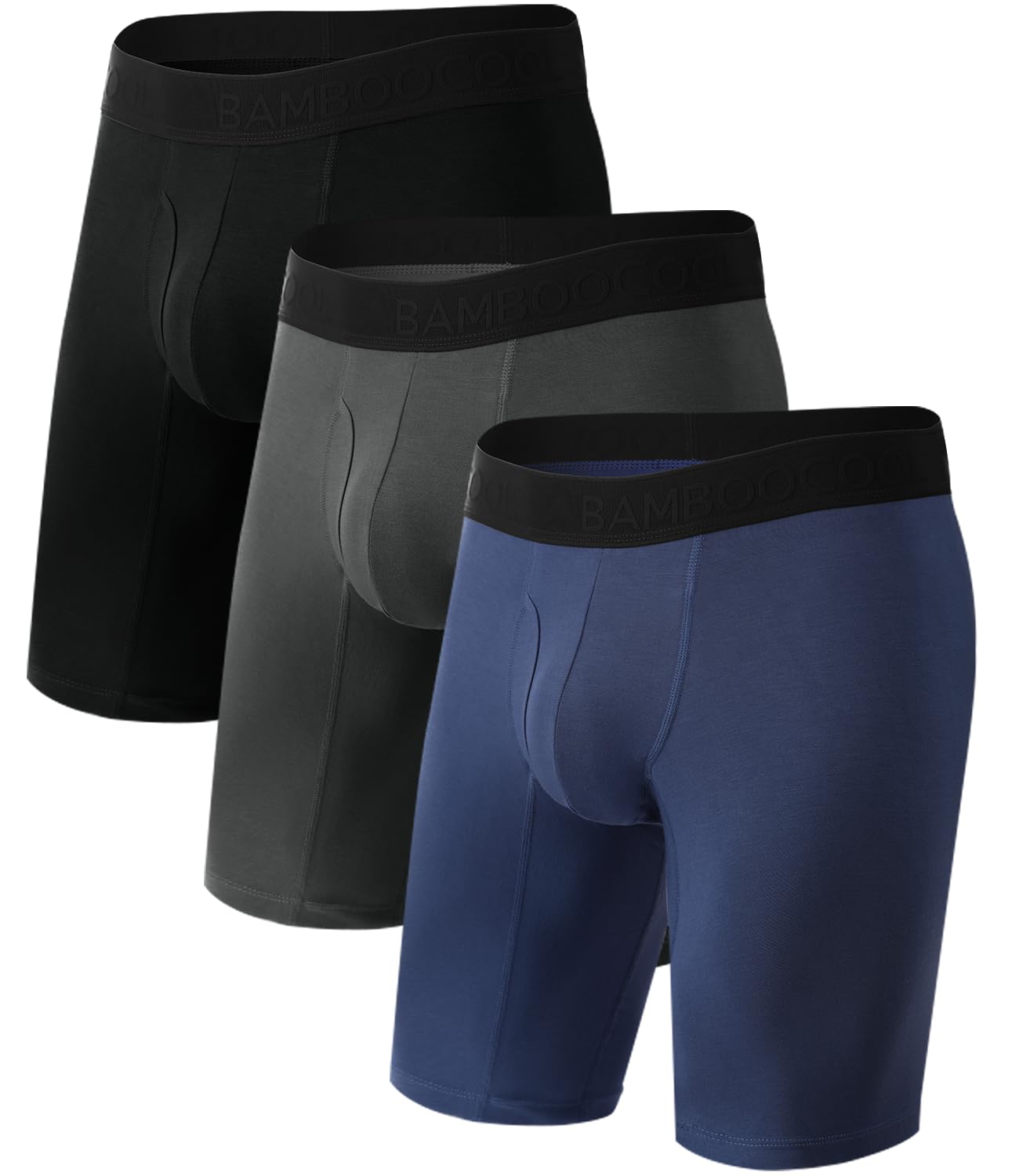 BAMBOO COOL Men's Long Boxer Briefs Performance Long Leg Sports Boxer Brief Underwear MultiPack thumbnail