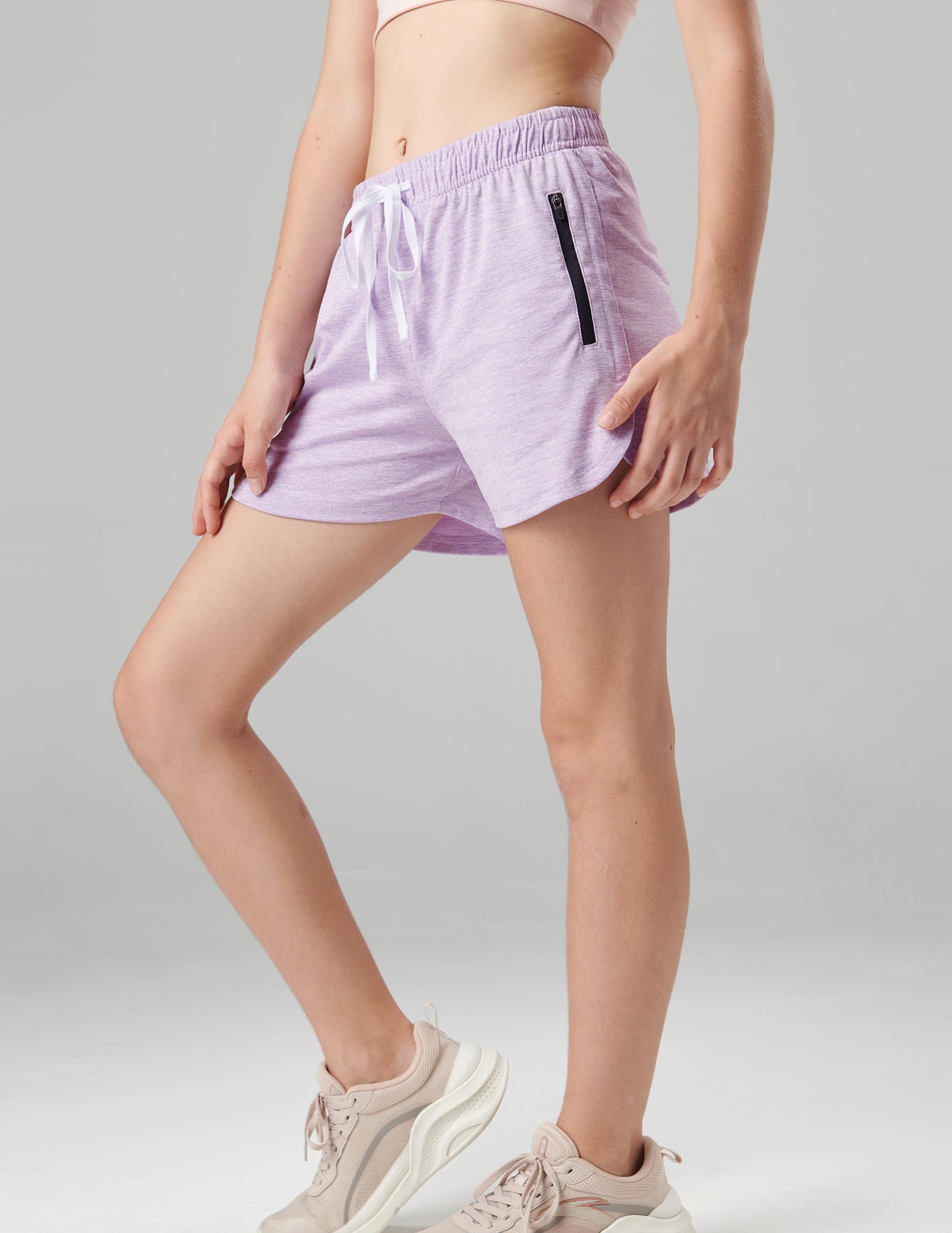 Liberty Imports 4 Pack Youth Girls Athletic Shorts with Zipper Pockets | Active Gym Shorts, 3" Inseam, Quick Dry, for Kids, Teens, Running Soccer thumbnail