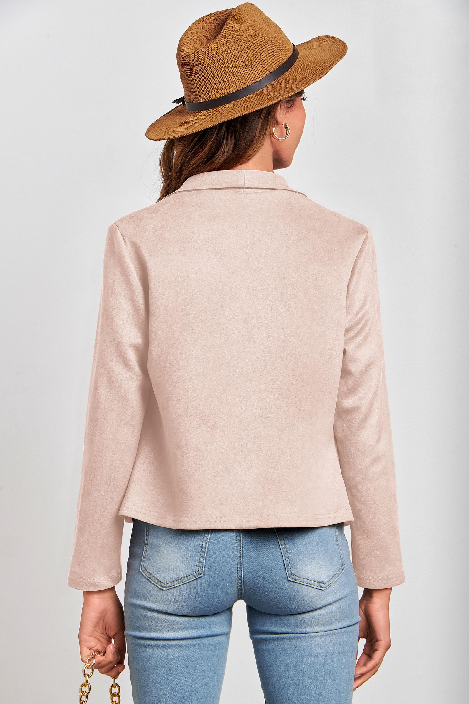 PRETTYGARDEN Women's Faux Suede Jackets 2026 Fashion Fall Clothes Long Sleeve Open Front Cropped Coat Outwear thumbnail