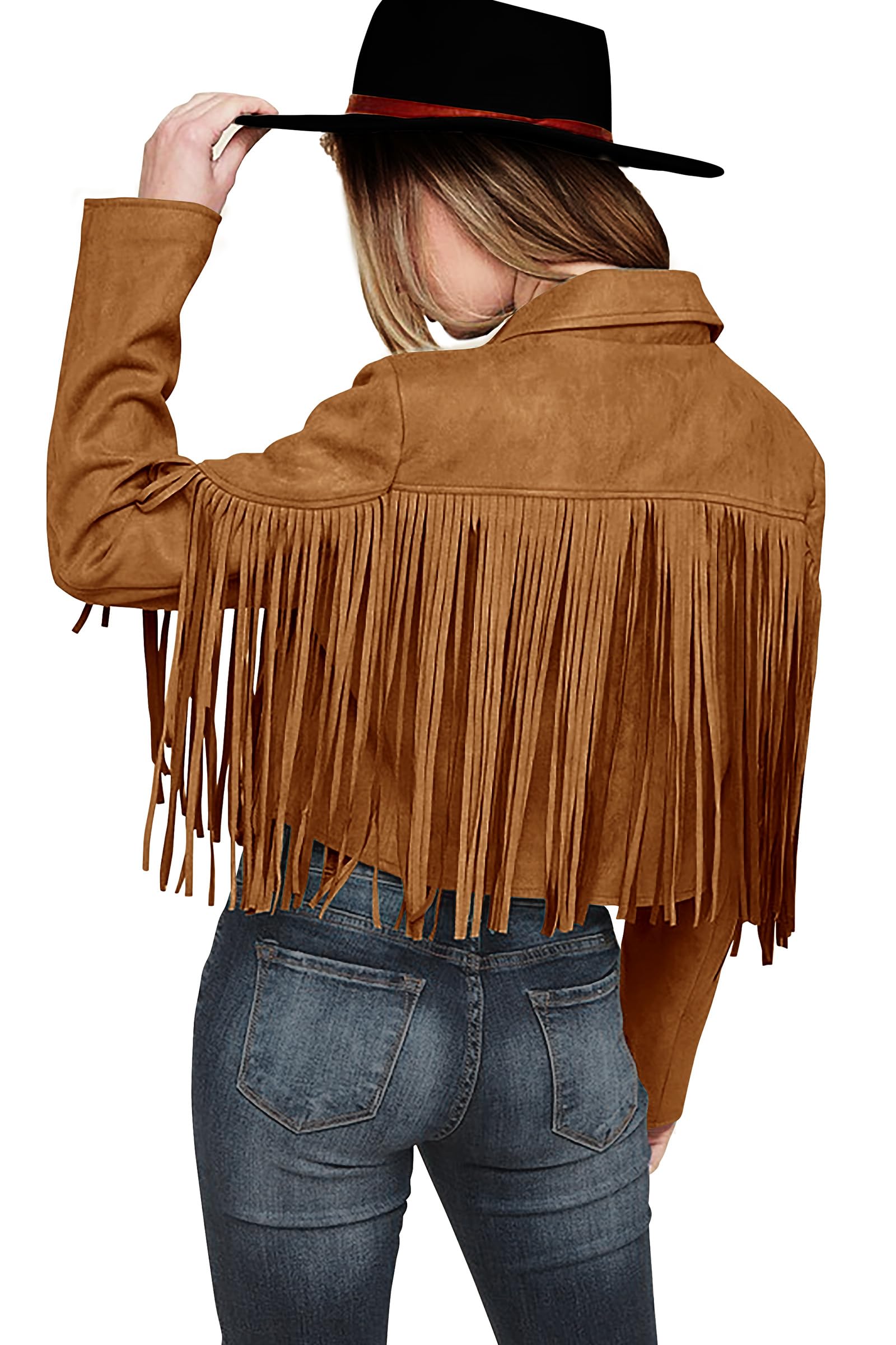 PRETTYGARDEN Women's Fringe Faux Suede Leather Jackets Fall Fashion 2026 Tassel Motorcycle Cropped Coats