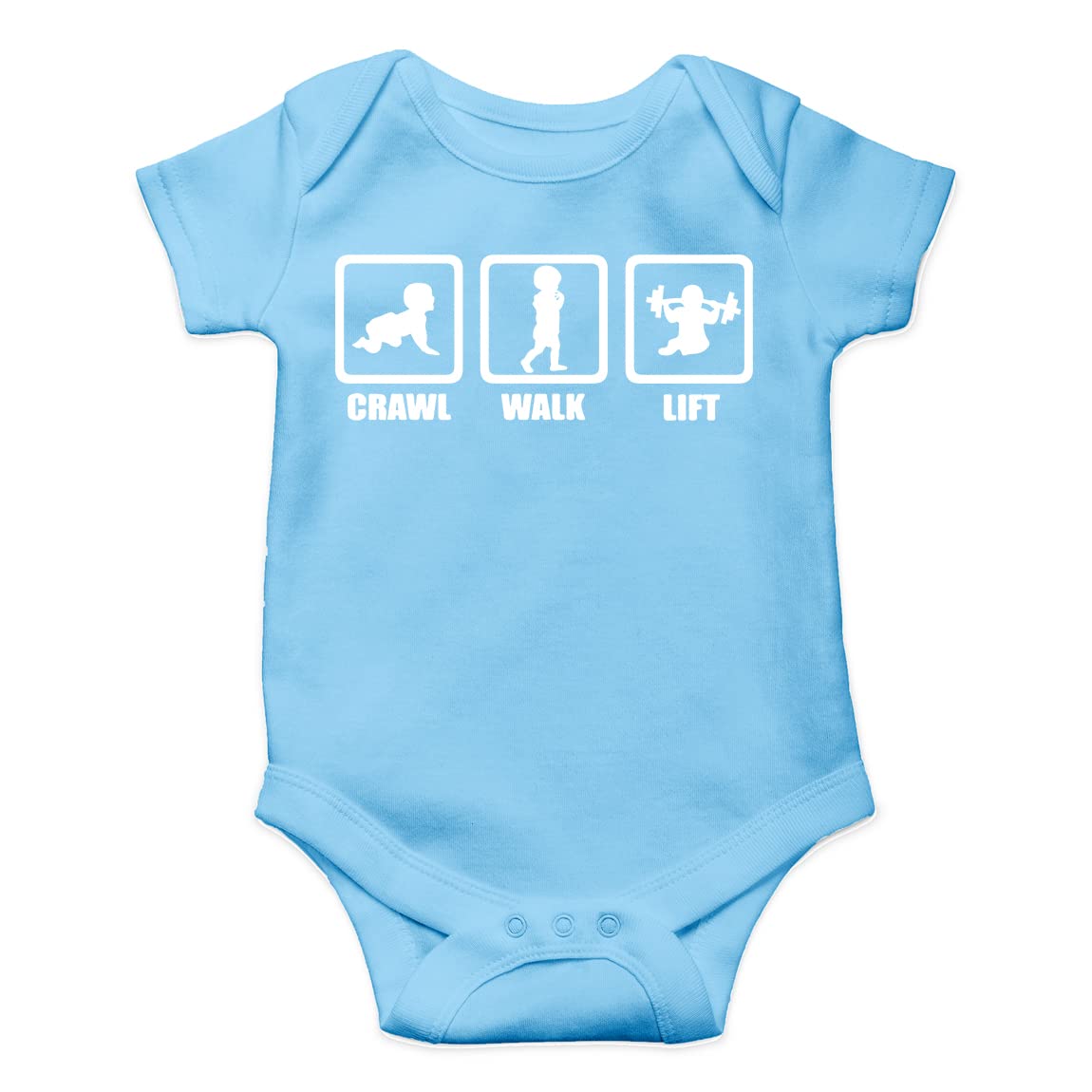 AW Fashions Crawl, Walk, Lift Baby Bodysuit Funny Cute Infant Newborn Announcement Outfit Unisex Girls Boy thumbnail