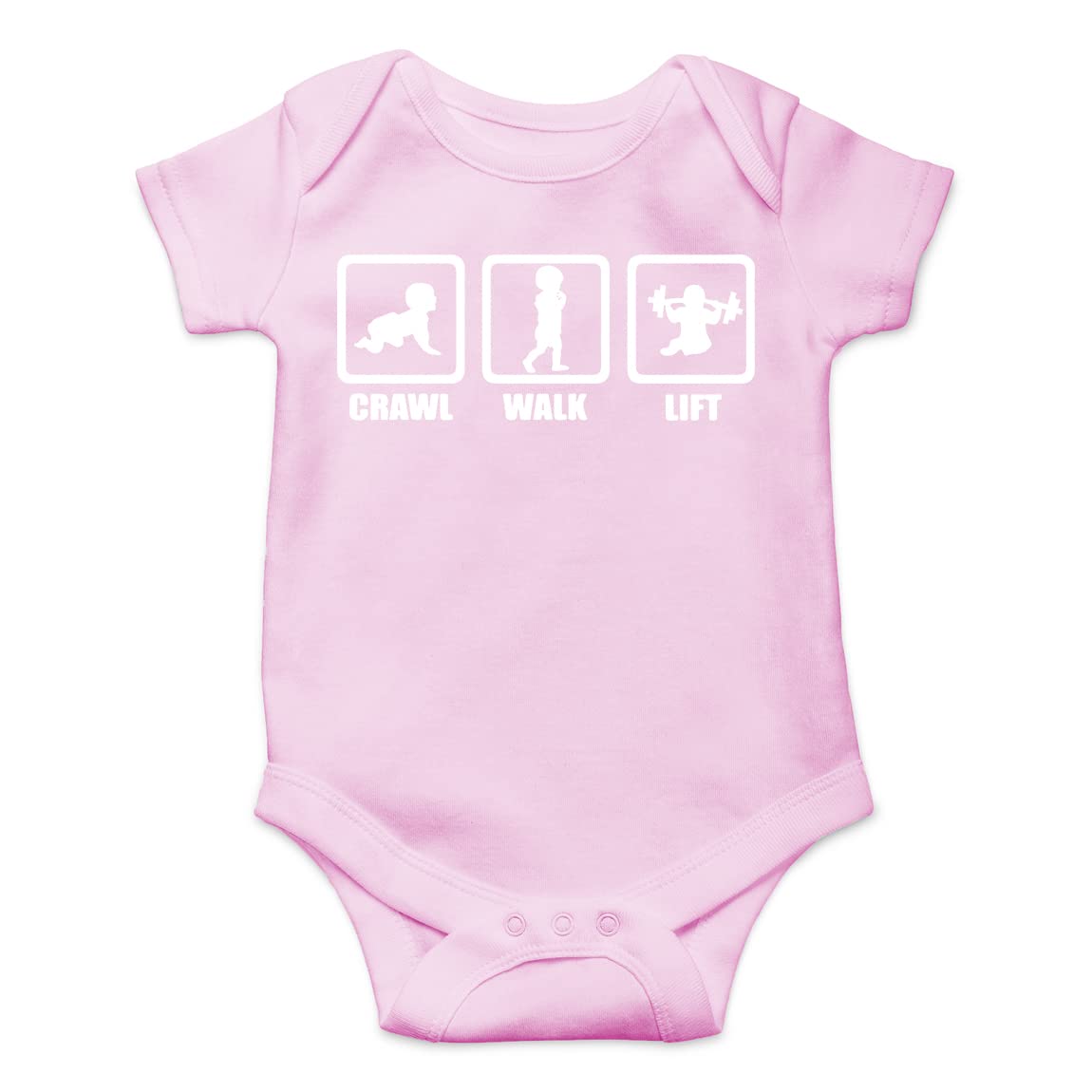 AW Fashions Crawl, Walk, Lift Baby Bodysuit Funny Cute Infant Newborn Announcement Outfit Unisex Girls Boy thumbnail