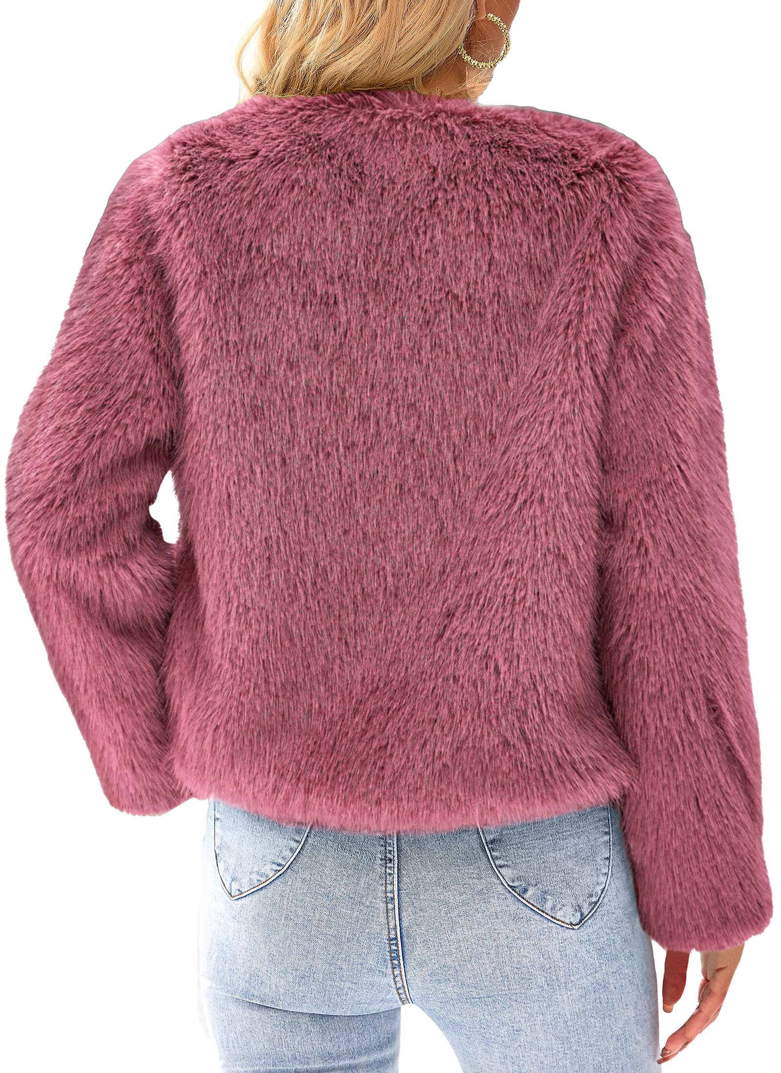 PRETTYGARDEN Women's 2026 Winter Coats Fleece Cropped Jacket Faux Fur Long Sleeve Pockets Shaggy Warm Outerwear Fall Clothes thumbnail