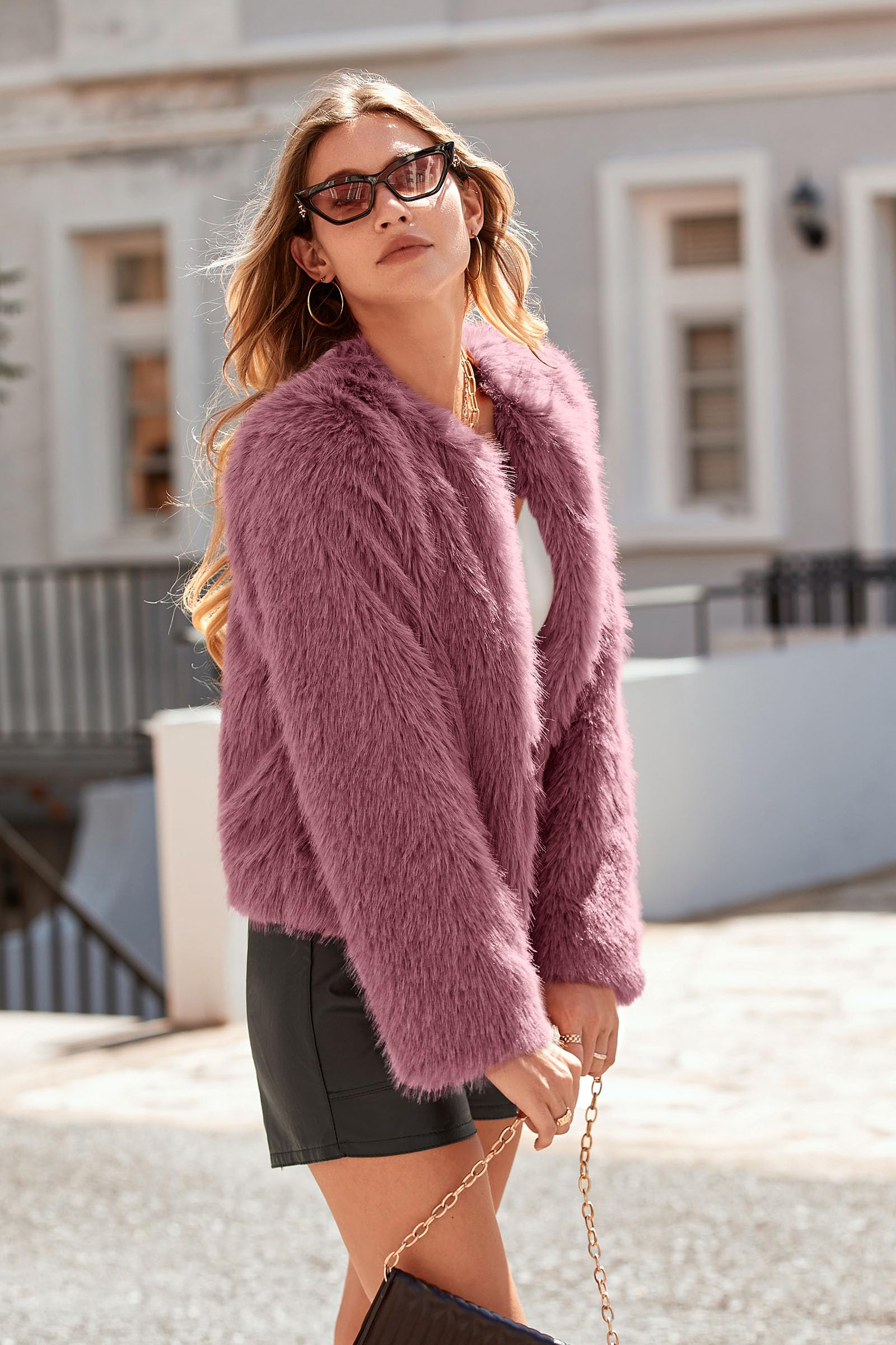PRETTYGARDEN Women's 2026 Winter Coats Fleece Cropped Jacket Faux Fur Long Sleeve Pockets Shaggy Warm Outerwear Fall Clothes thumbnail