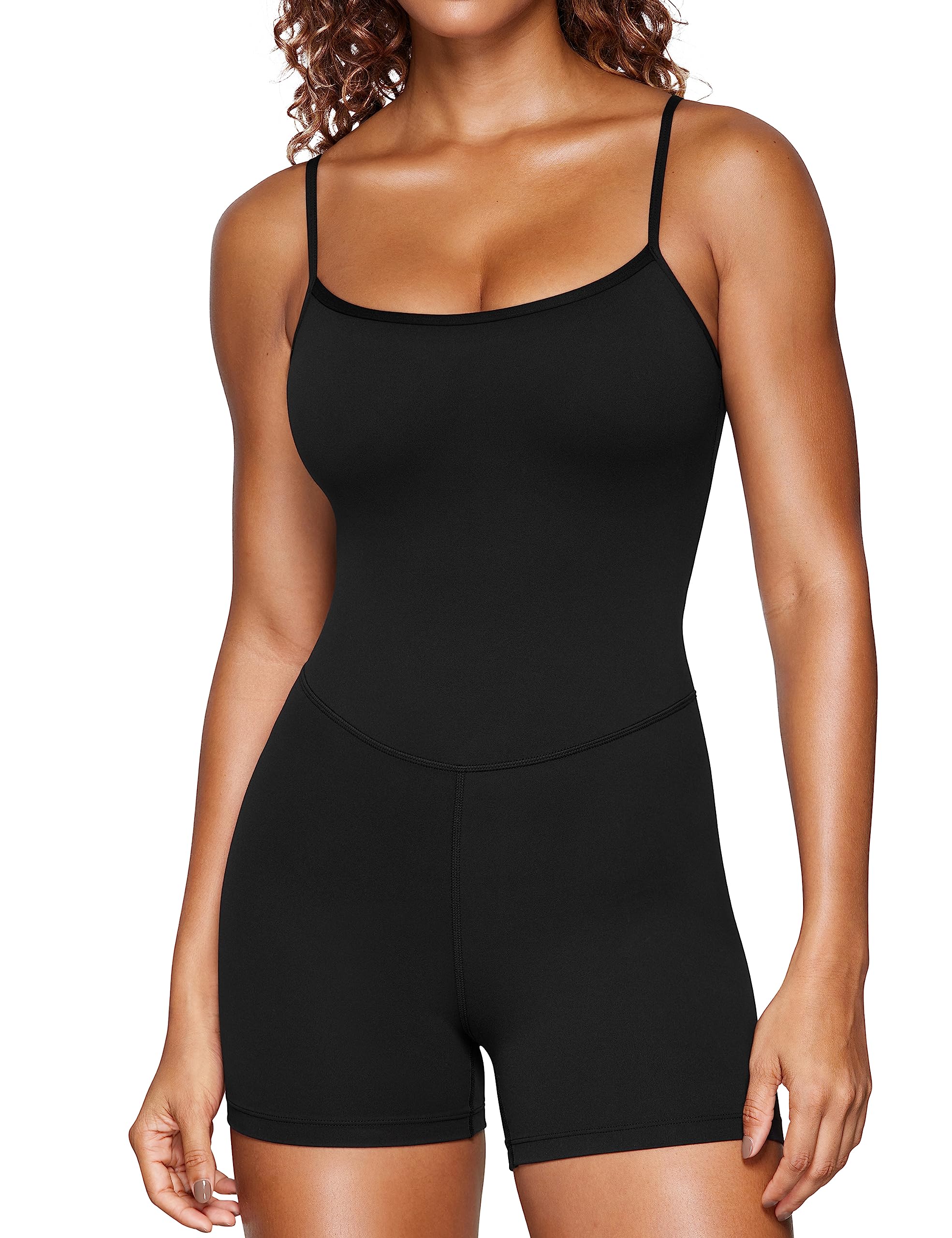 CRZ YOGA Butterlue Cami Strap Rompers | Removable Pads, 4'' Shorts, Extremely Soft, Yoga, Adjustable Straps, Sleeveless, Jumpsuit, One-piece for Women