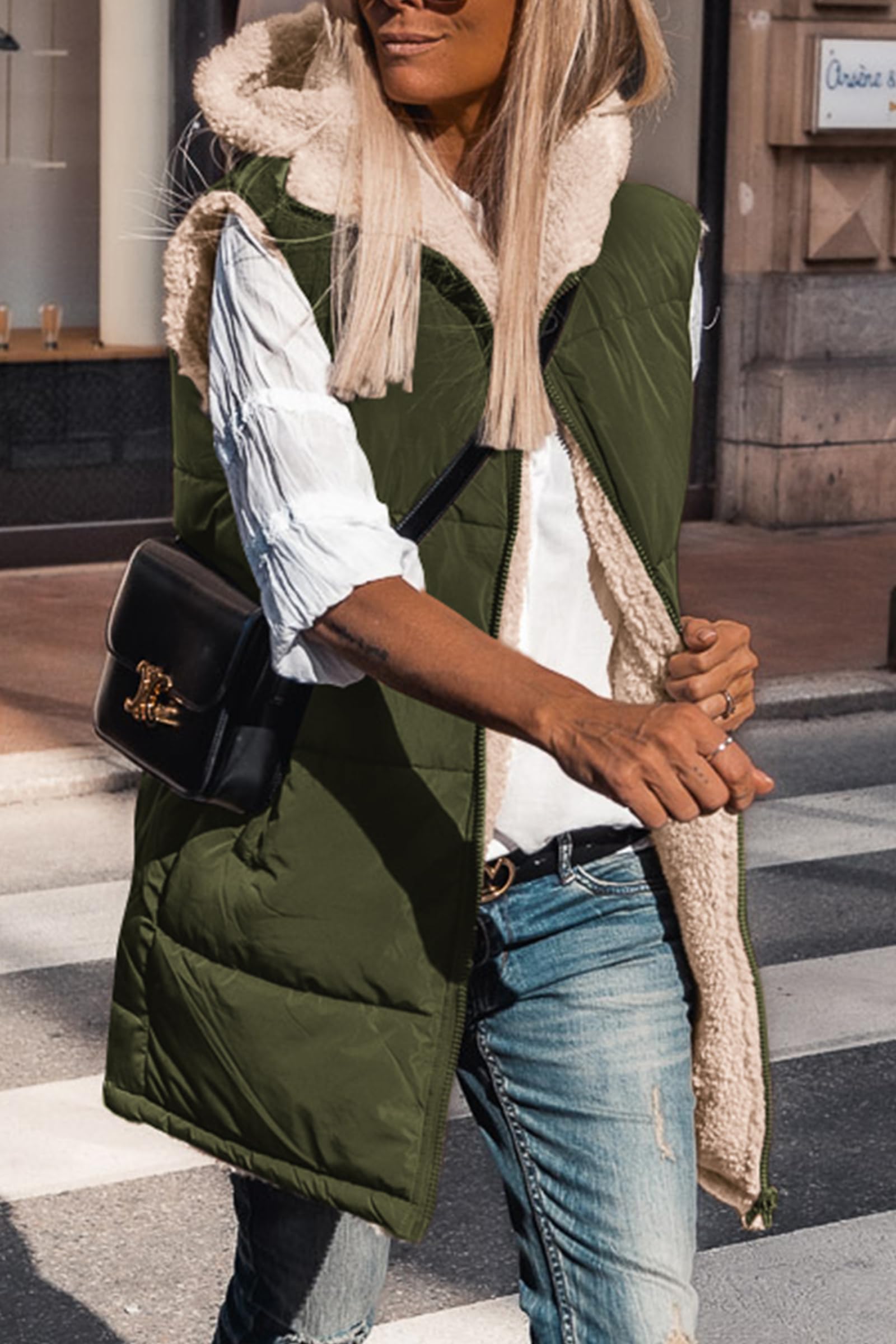 PRETTYGARDEN Womens 2026 Fall Reversible Long Vests Sleeveless Fleece Jacket Zip Up Hoodie Pockets Warm Coat Winter Clothing thumbnail