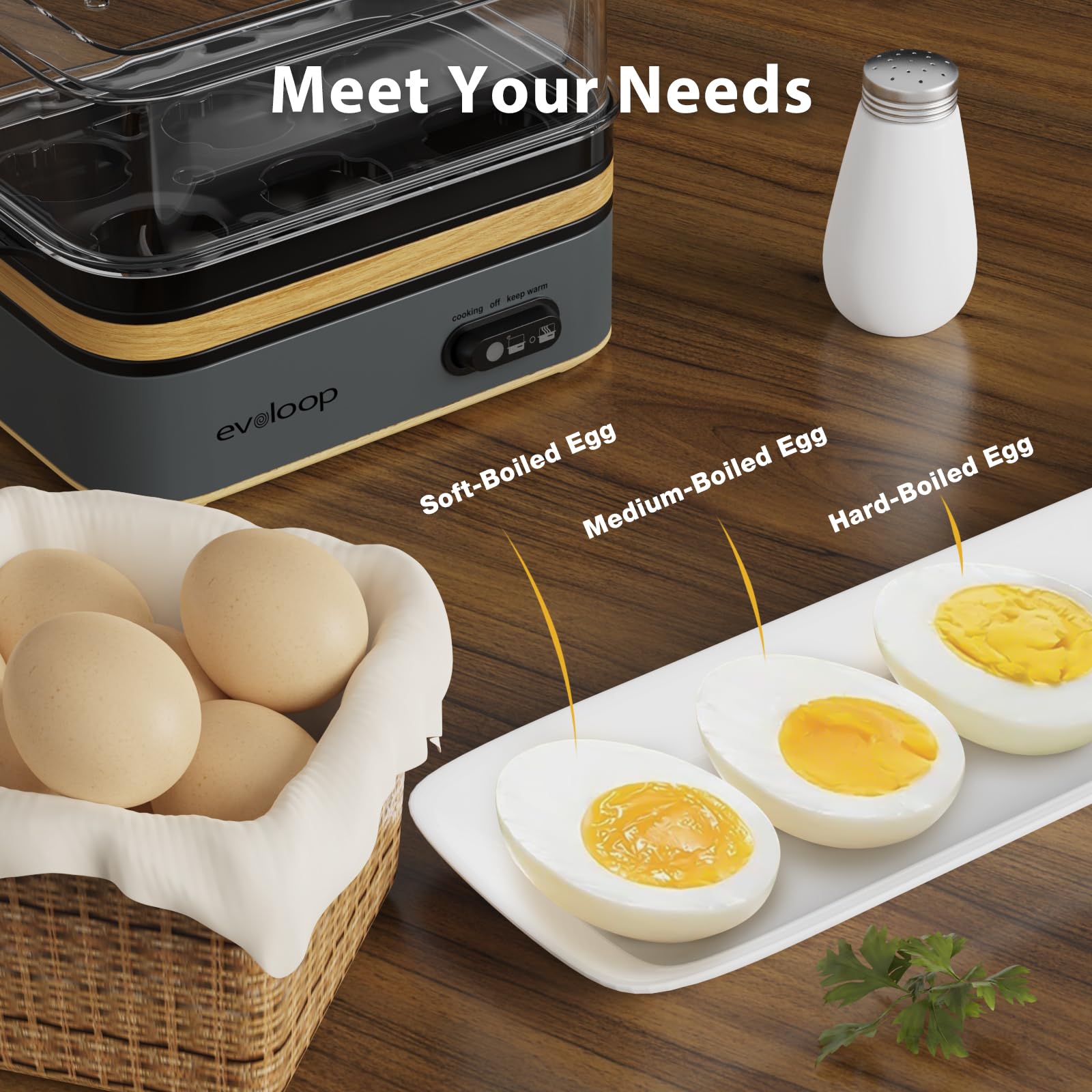Evoloop Rapid Egg Cooker Electric 6 Eggs Capacity, Soft, Medium, Hard Boiled, Poacher, Omelet Maker Egg Poacher With Auto Shut-Off, BPA Free thumbnail