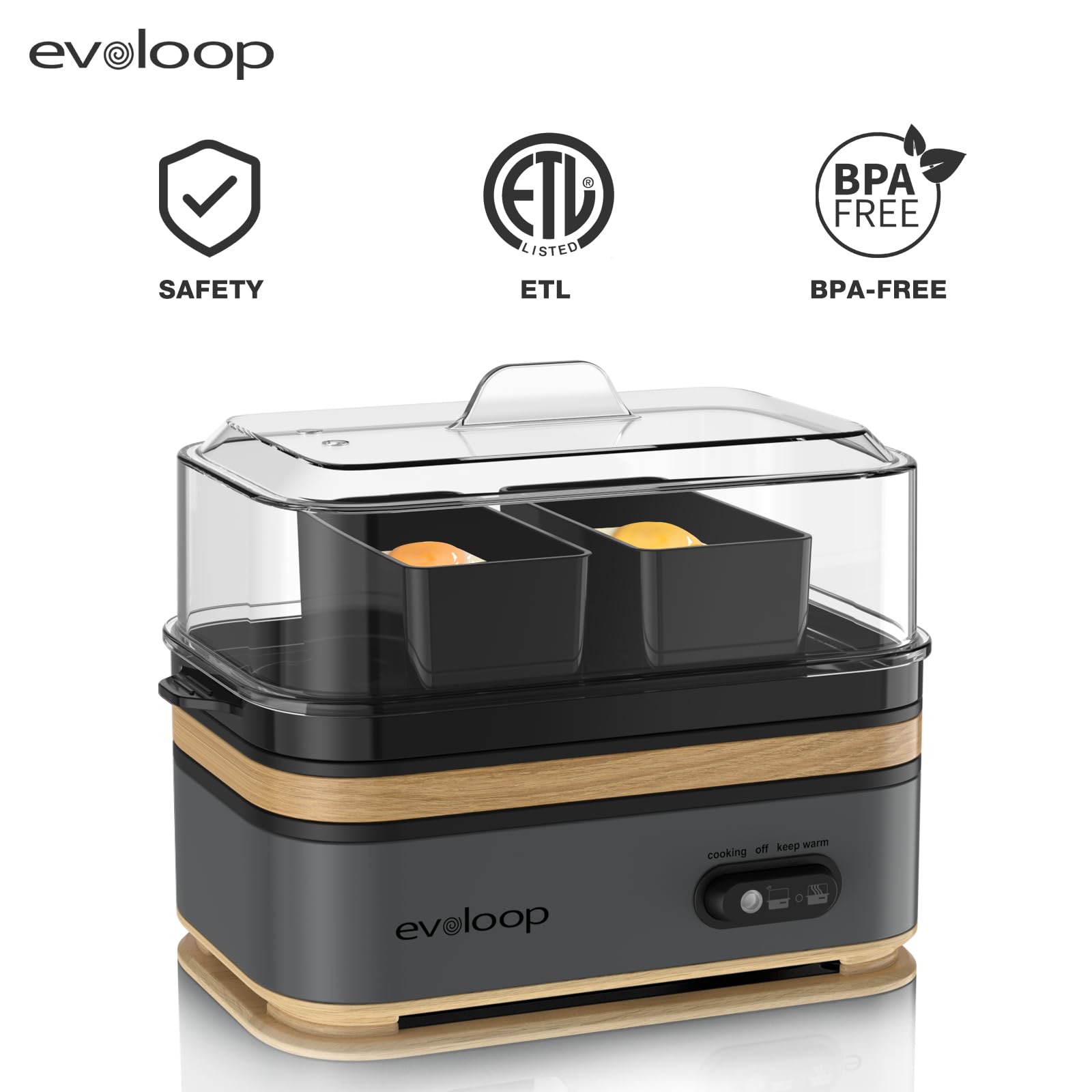 Evoloop Rapid Egg Cooker Electric 6 Eggs Capacity, Soft, Medium, Hard Boiled, Poacher, Omelet Maker Egg Poacher With Auto Shut-Off, BPA Free thumbnail