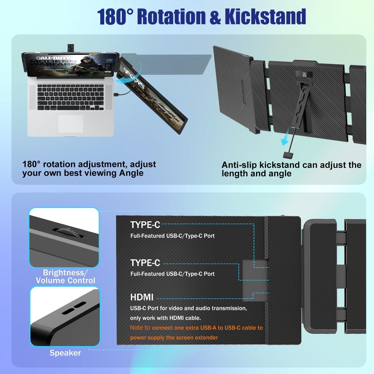 KEFEYA Laptop Screen Extender, 14" FHD 1080P IPS Laptop Monitor Extender Dual Screen, Portable Monitor for Laptops 13-17" with USB-C/HDMI Port, Plug n Play for Windows/Mac/Android/Switch/PS5 thumbnail