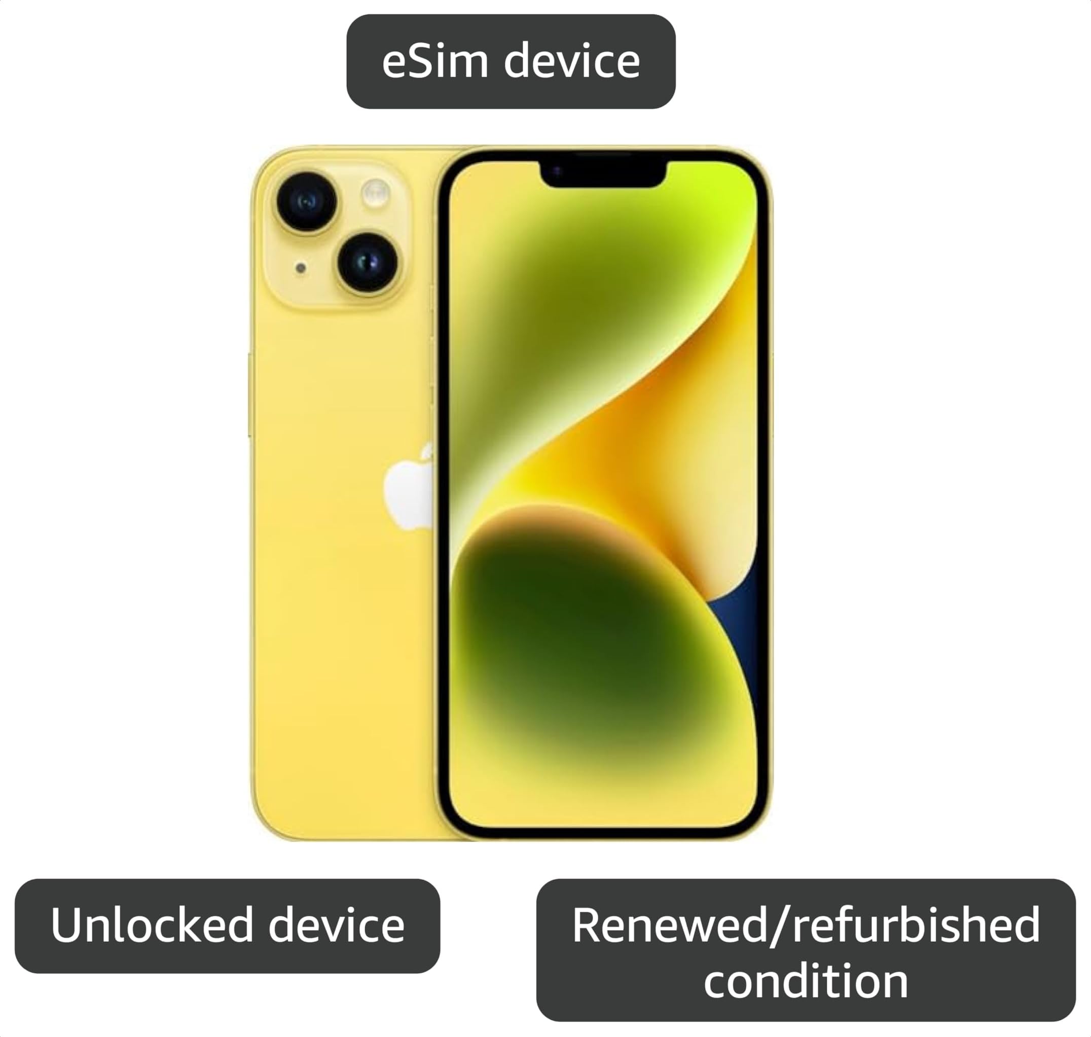 Apple iPhone 14, 128GB, Yellow for AT&T (Renewed) thumbnail