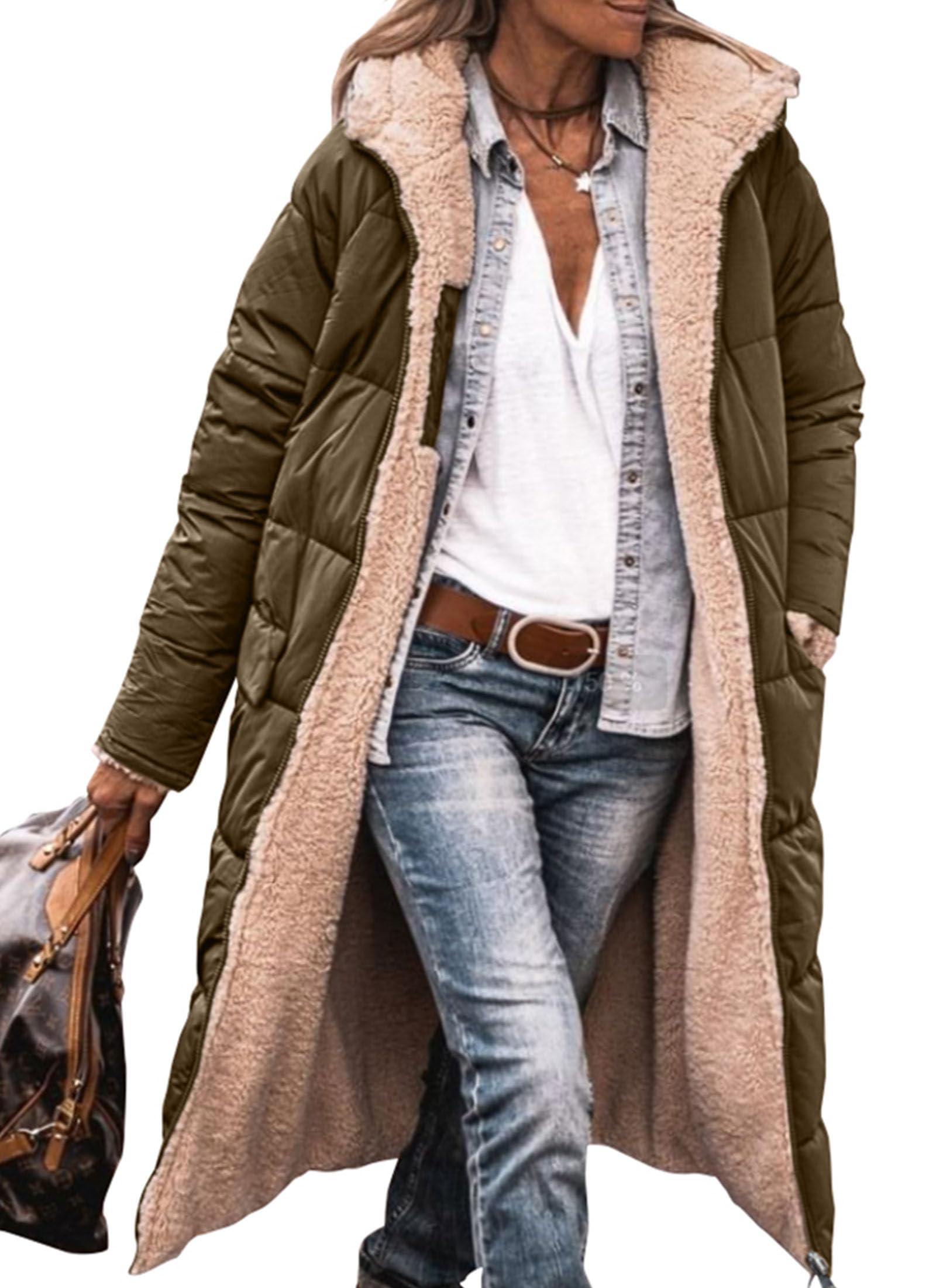 PRETTYGARDEN Women's 2026 Winter Fashion Clothes Oversized Shearling Fleece Long Coats Jackets