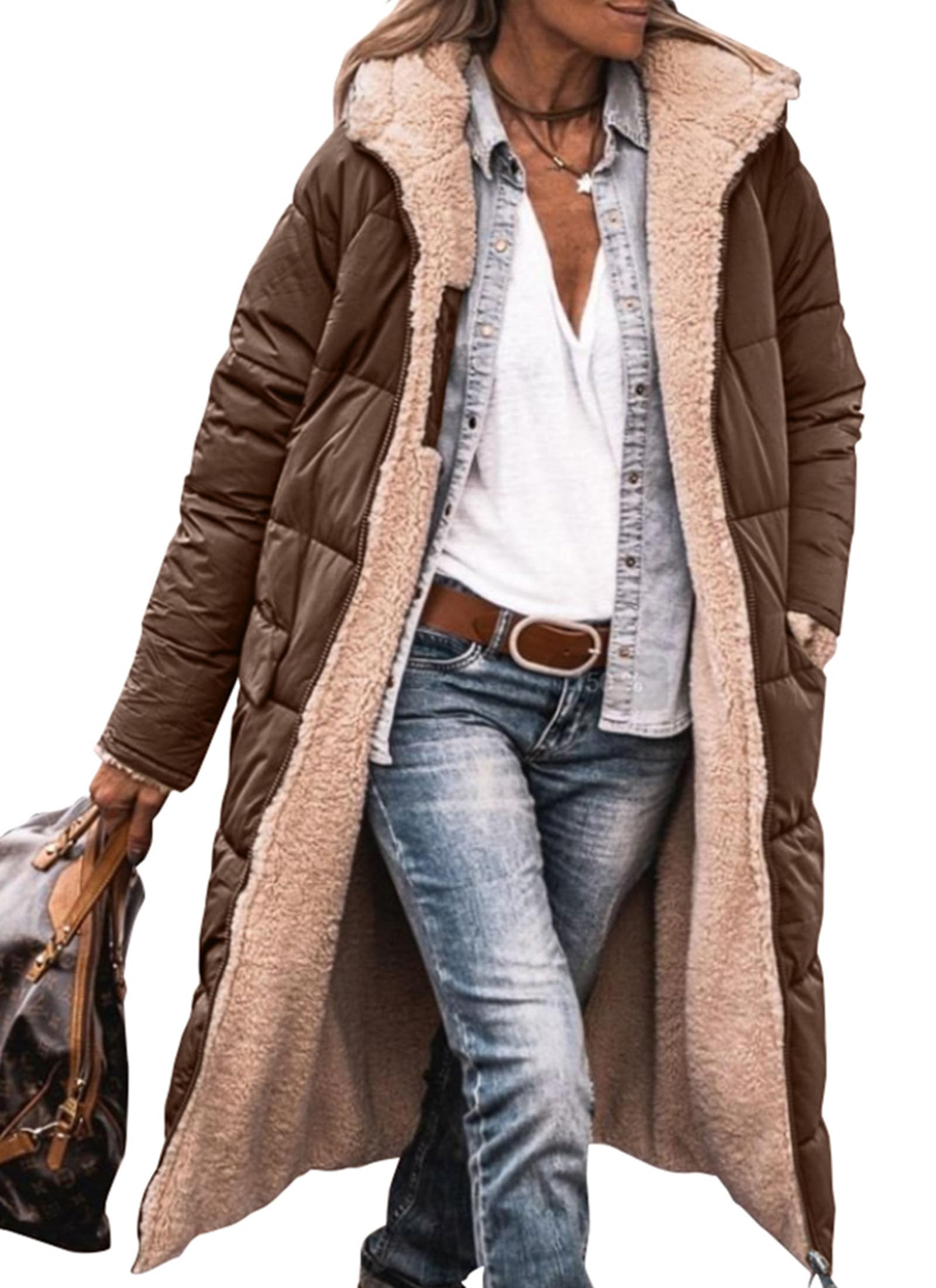 PRETTYGARDEN Women's 2026 Winter Fashion Clothes Oversized Shearling Fleece Long Coats Jackets thumbnail