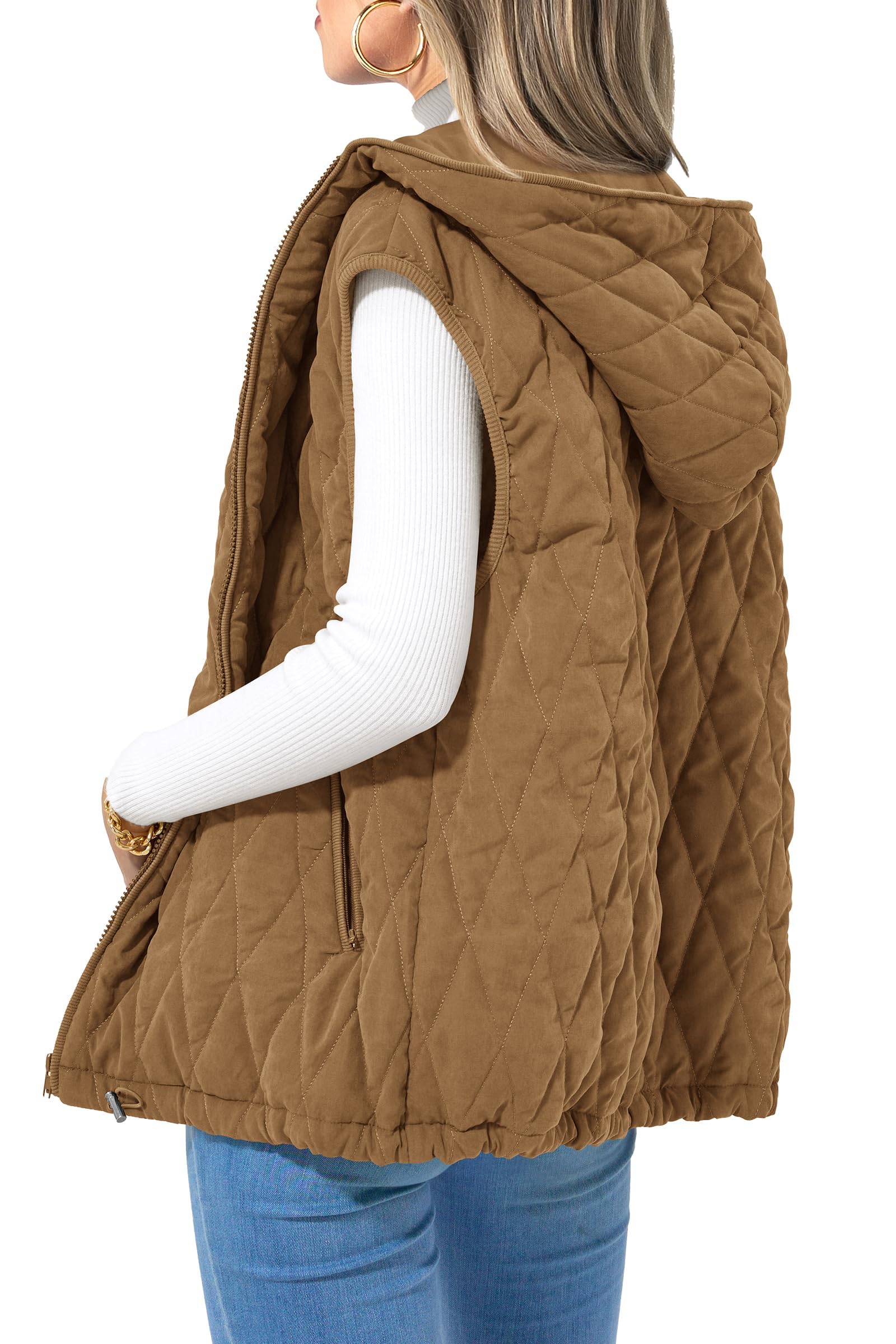 PRETTYGARDEN Women's 2026 Fall Spring Vest Casual Sleeveless Hooded Zip Up Jacket Trendy Winter Coat Outerwear