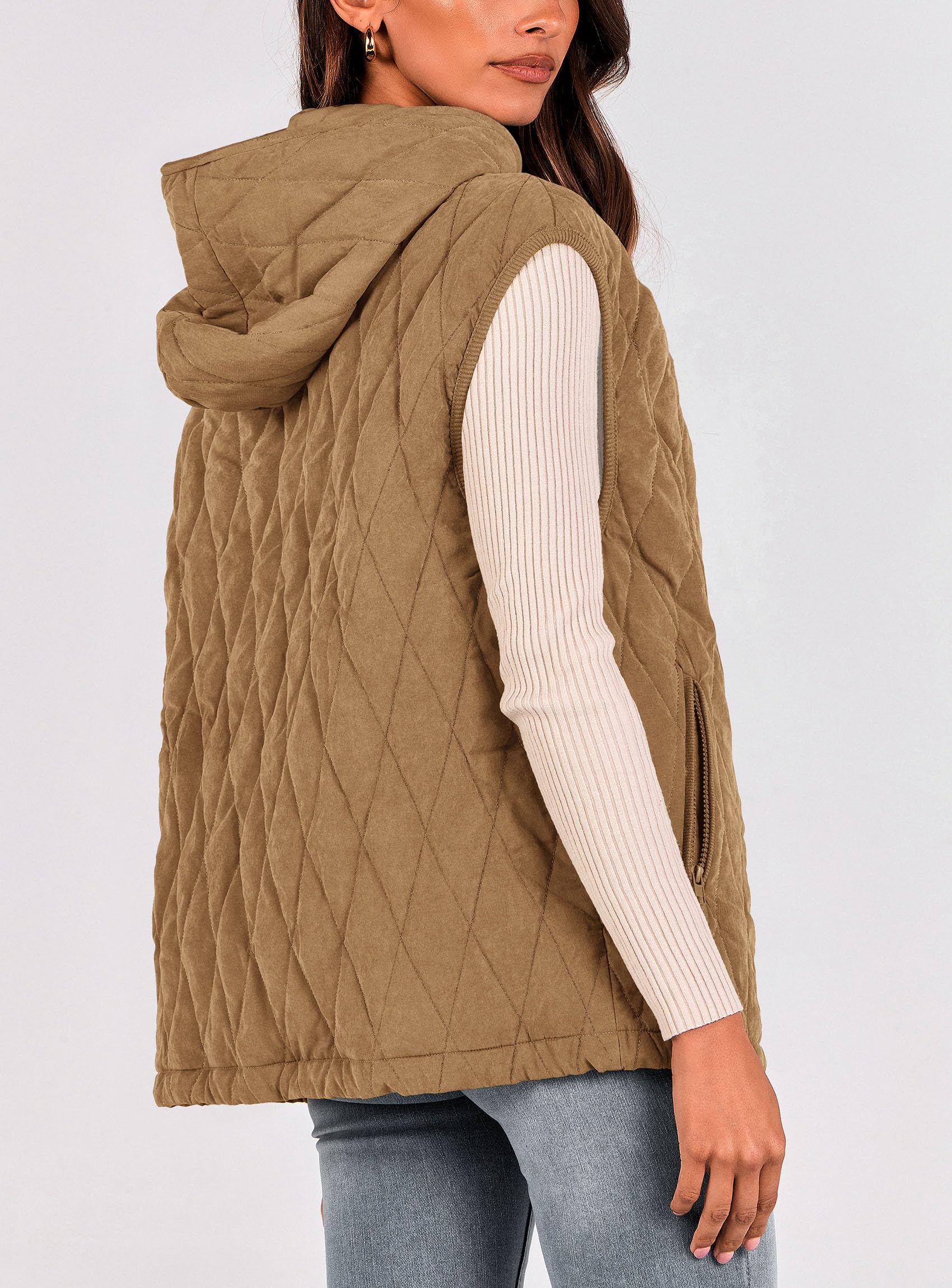 PRETTYGARDEN Women's 2026 Fall Spring Vest Casual Sleeveless Hooded Zip Up Jacket Trendy Winter Coat Outerwear thumbnail