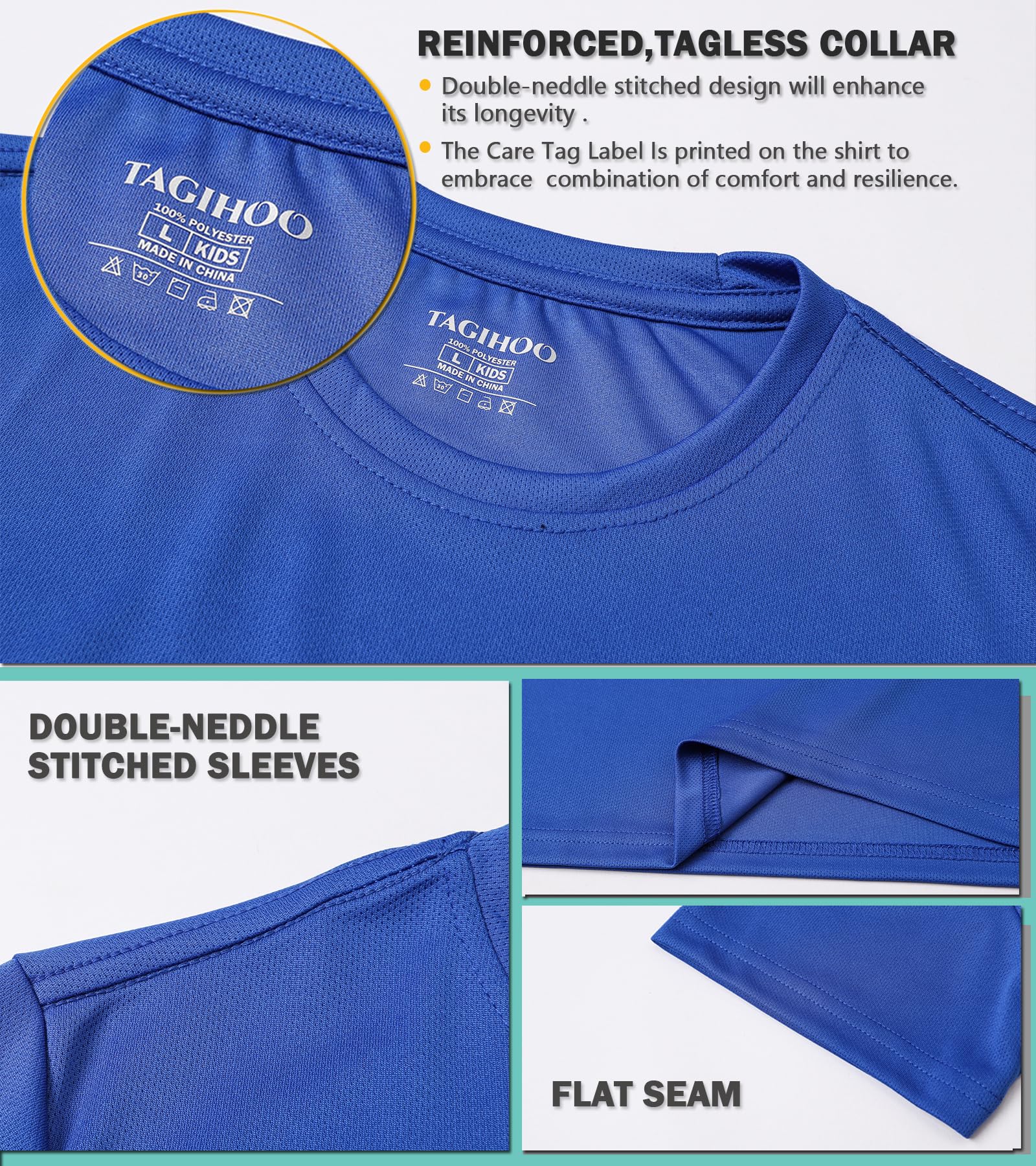 TAGIHOO 1 or 5 Pack Boys Mesh Athletic Quick Dry Short Sleeve Workout Moisture Wicking Active T-Shirt for Kids thumbnail