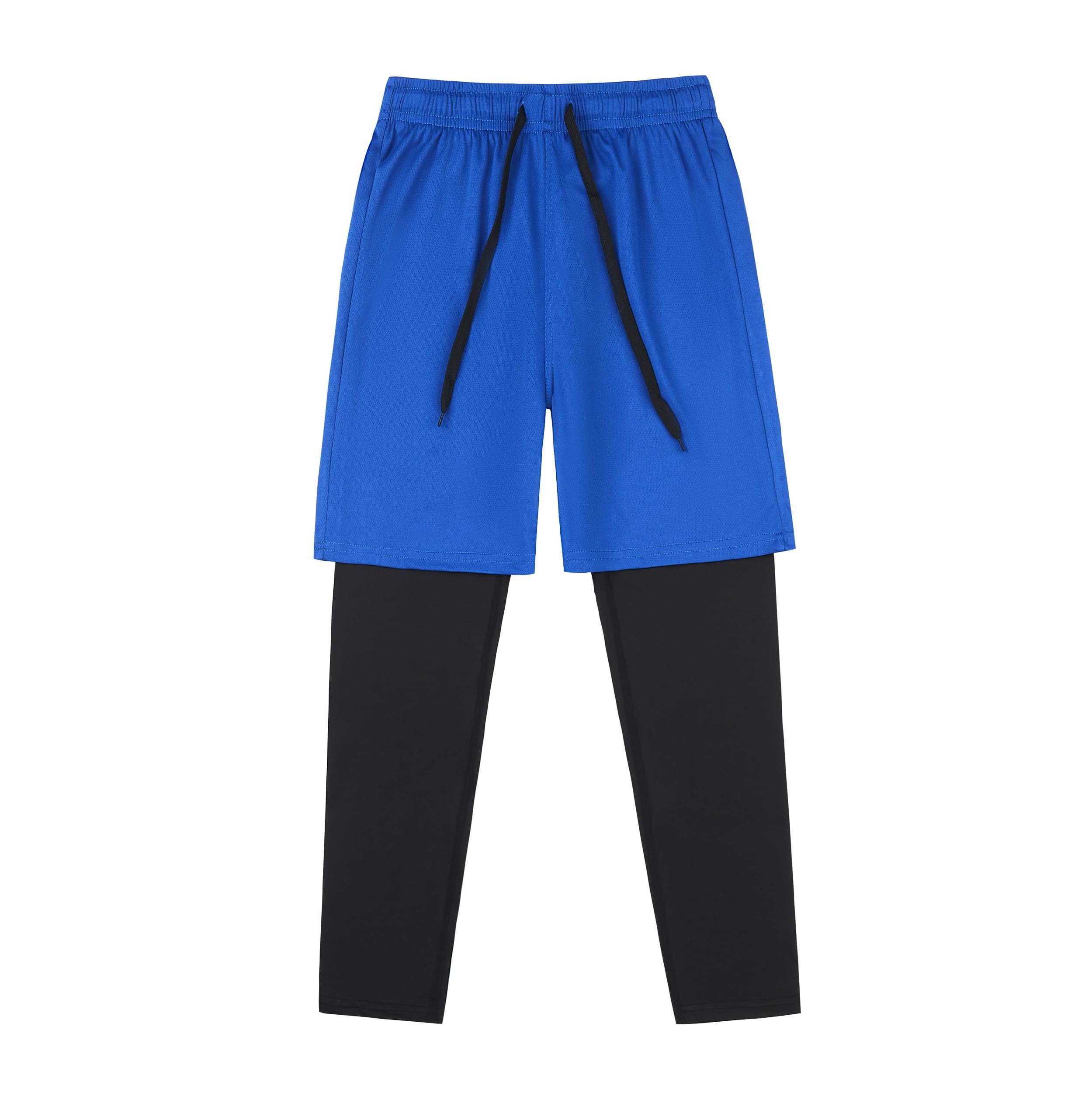 DANI CHINS Boys 2 in 1 Athletic Active Leggings Sports Running Quick Dry Breathable Compression Pants thumbnail