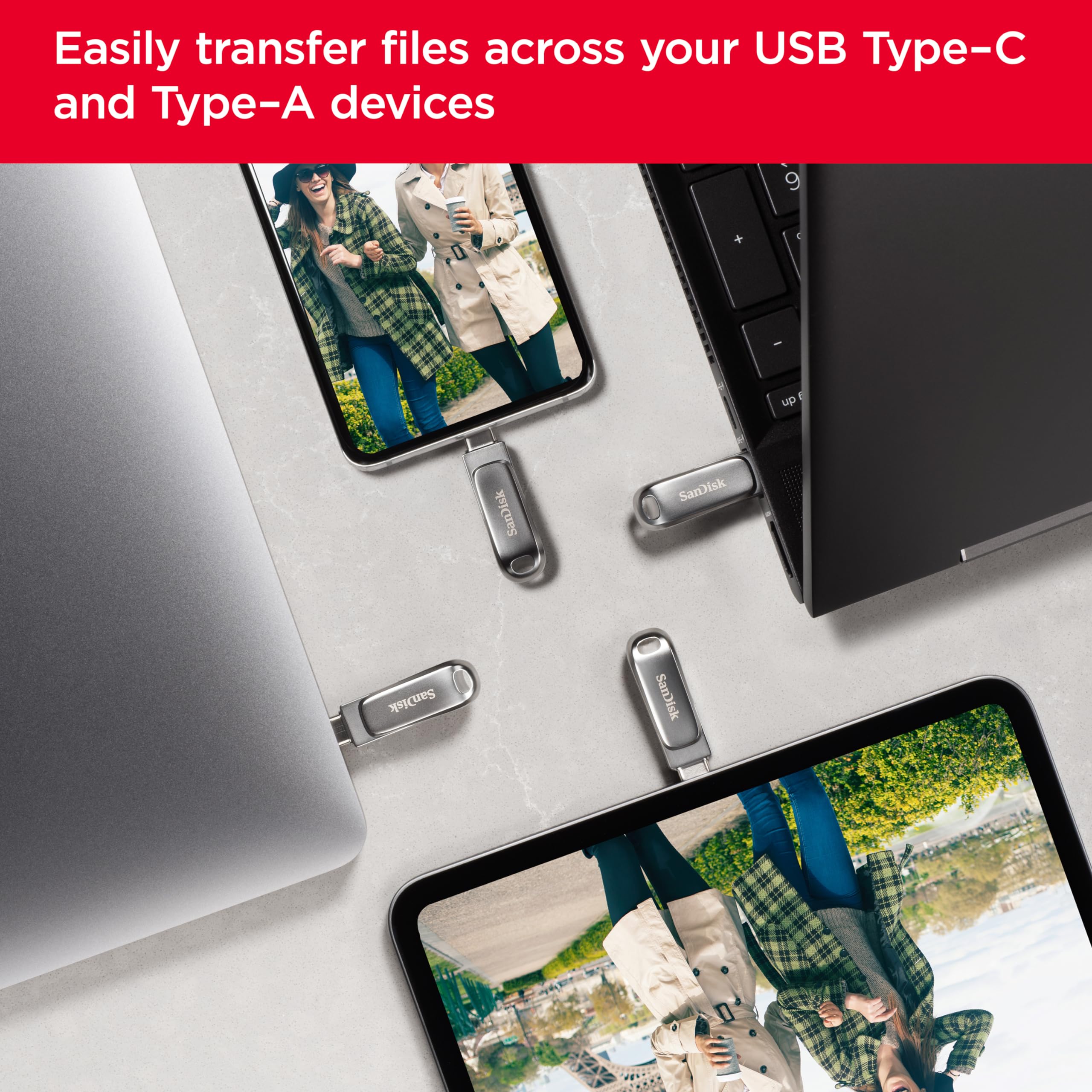 SANDISK 128GB Ultra Dual Drive Luxe USB Type-C - Up to 400MB/s - SDDDC4-128G-GAM46 thumbnail