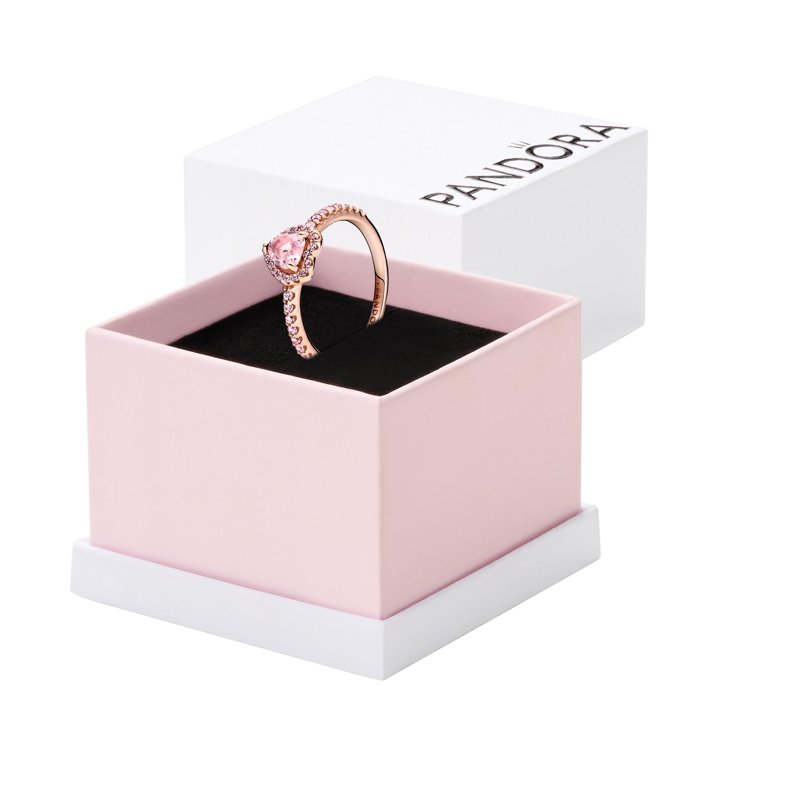 PANDORA Elevated Gold Heart Ring | Sterling Silver & Pink Cubic Zirconia, Jewelry for Women with Gift Box, Chunky Cocktail Ring