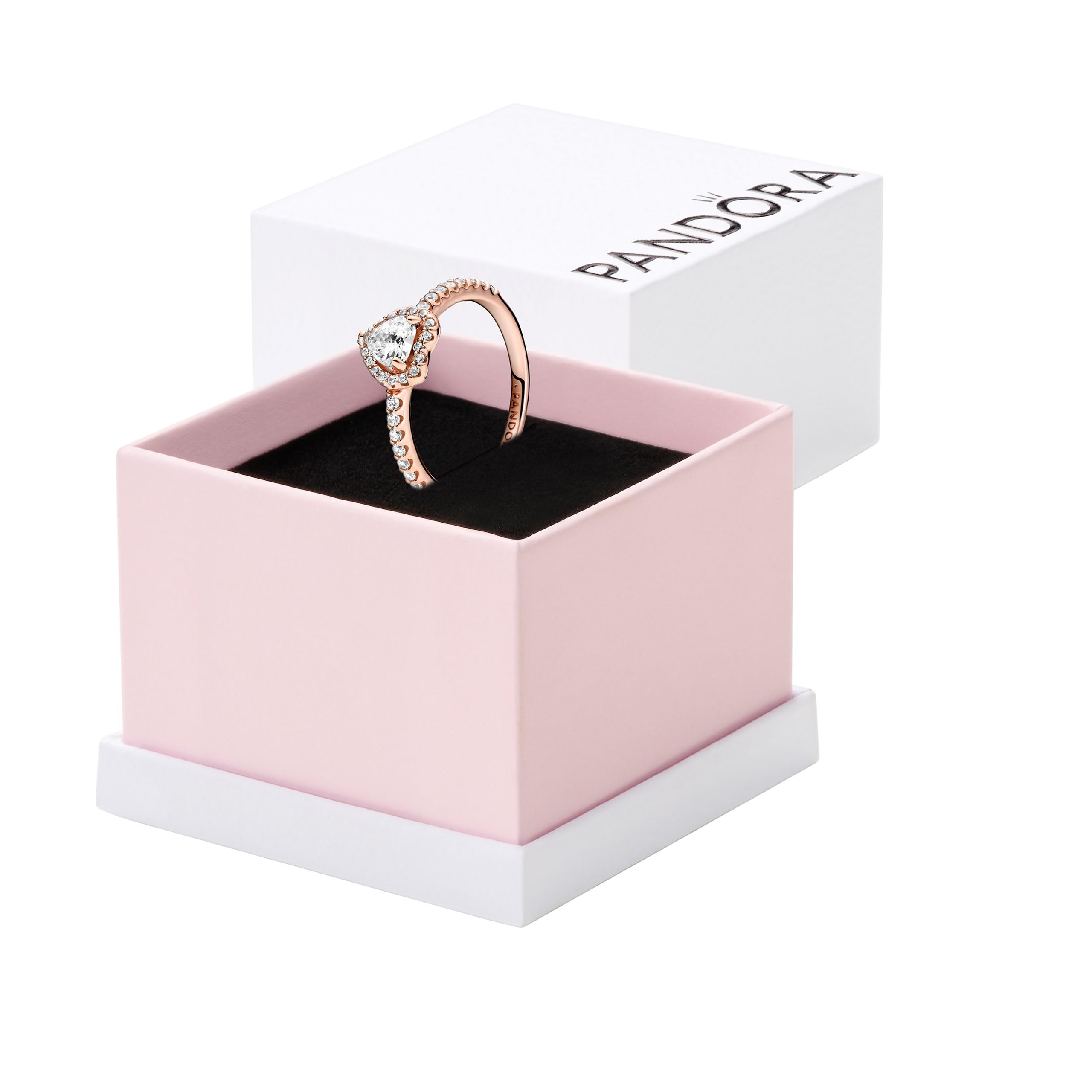 PANDORA Elevated Gold Heart Ring | Sterling Silver & Pink Cubic Zirconia, Jewelry for Women with Gift Box, Chunky Cocktail Ring thumbnail
