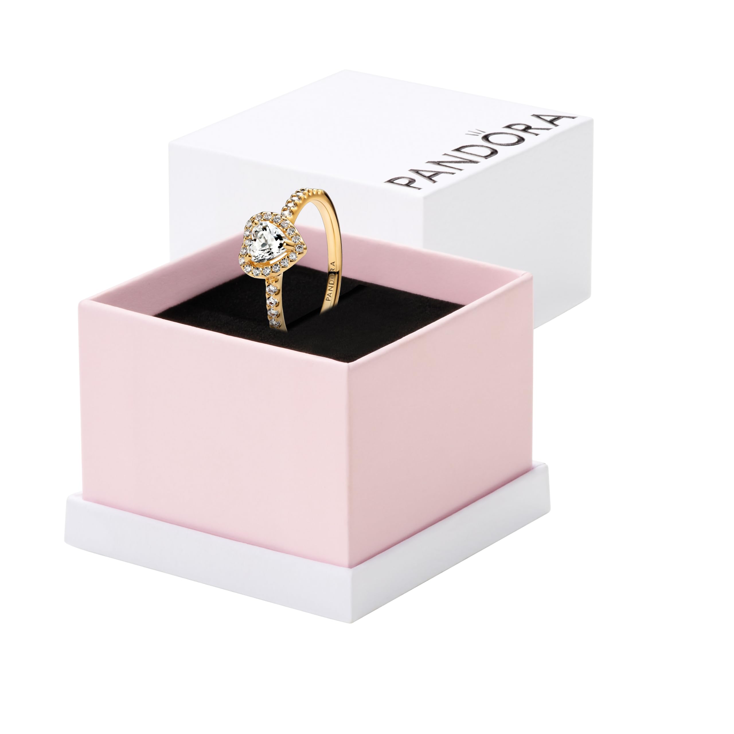 PANDORA Elevated Gold Heart Ring | Sterling Silver & Pink Cubic Zirconia, Jewelry for Women with Gift Box, Chunky Cocktail Ring thumbnail