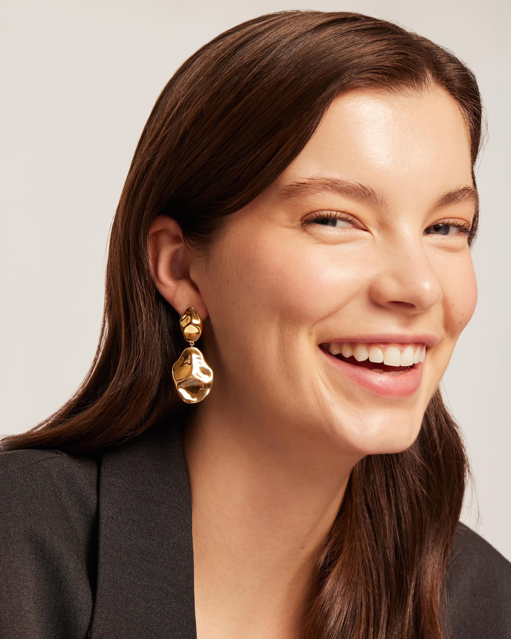 PAVOI 14K Gold Plated 925 Sterling Silver Posts Teardrop Statement Dangle Earrings | Lightweight Hammered Drop Dangle Earrings for Women thumbnail
