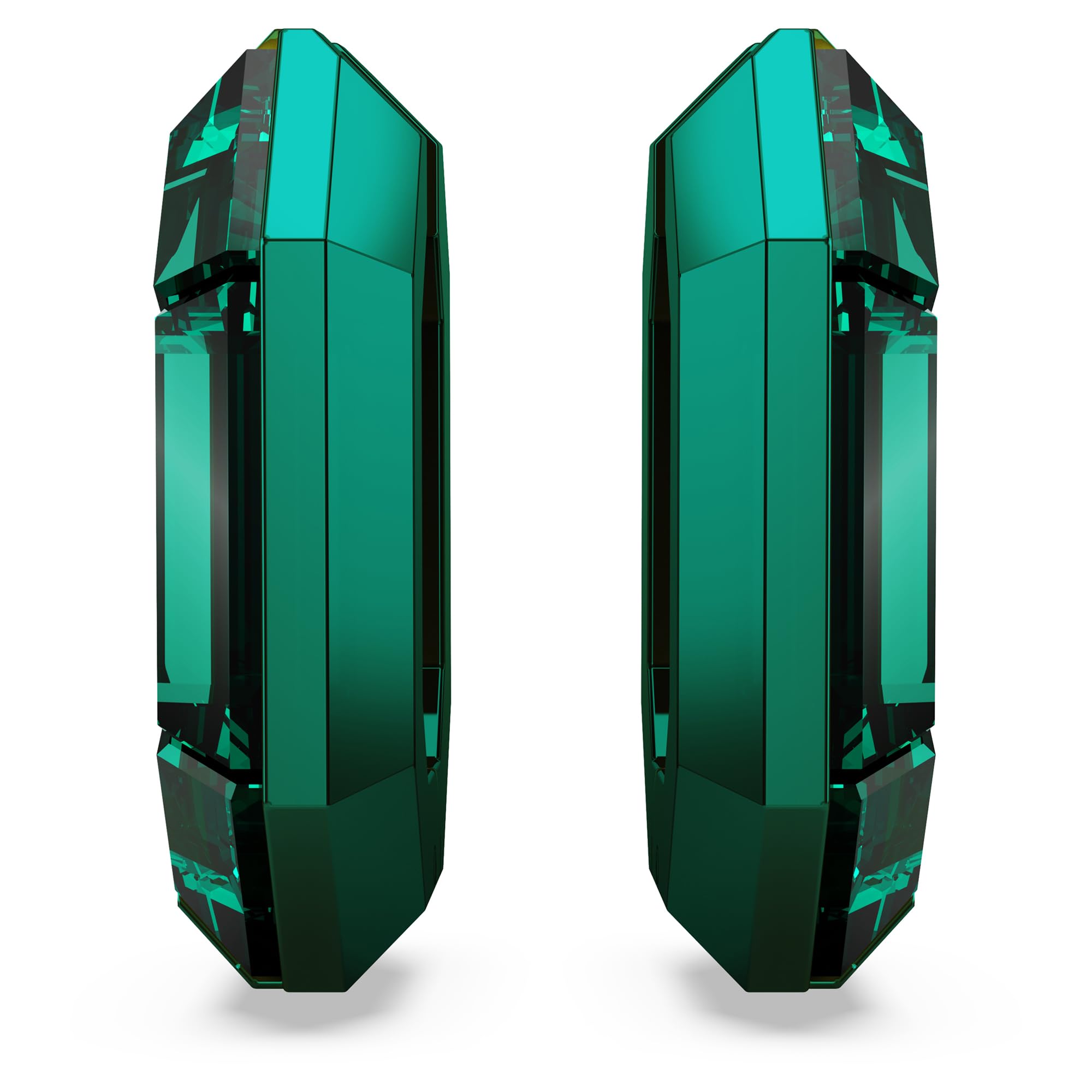 Swarovski Lucent Small Hoop Earrings, Green Octagon-Shaped Crystals, Part of the Swarovski Lucent Collection thumbnail