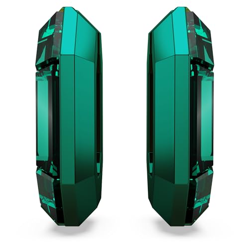 Swarovski Lucent Small Hoop Earrings, Green Octagon-Shaped Crystals, Part of the Swarovski Lucent Collection thumbnail