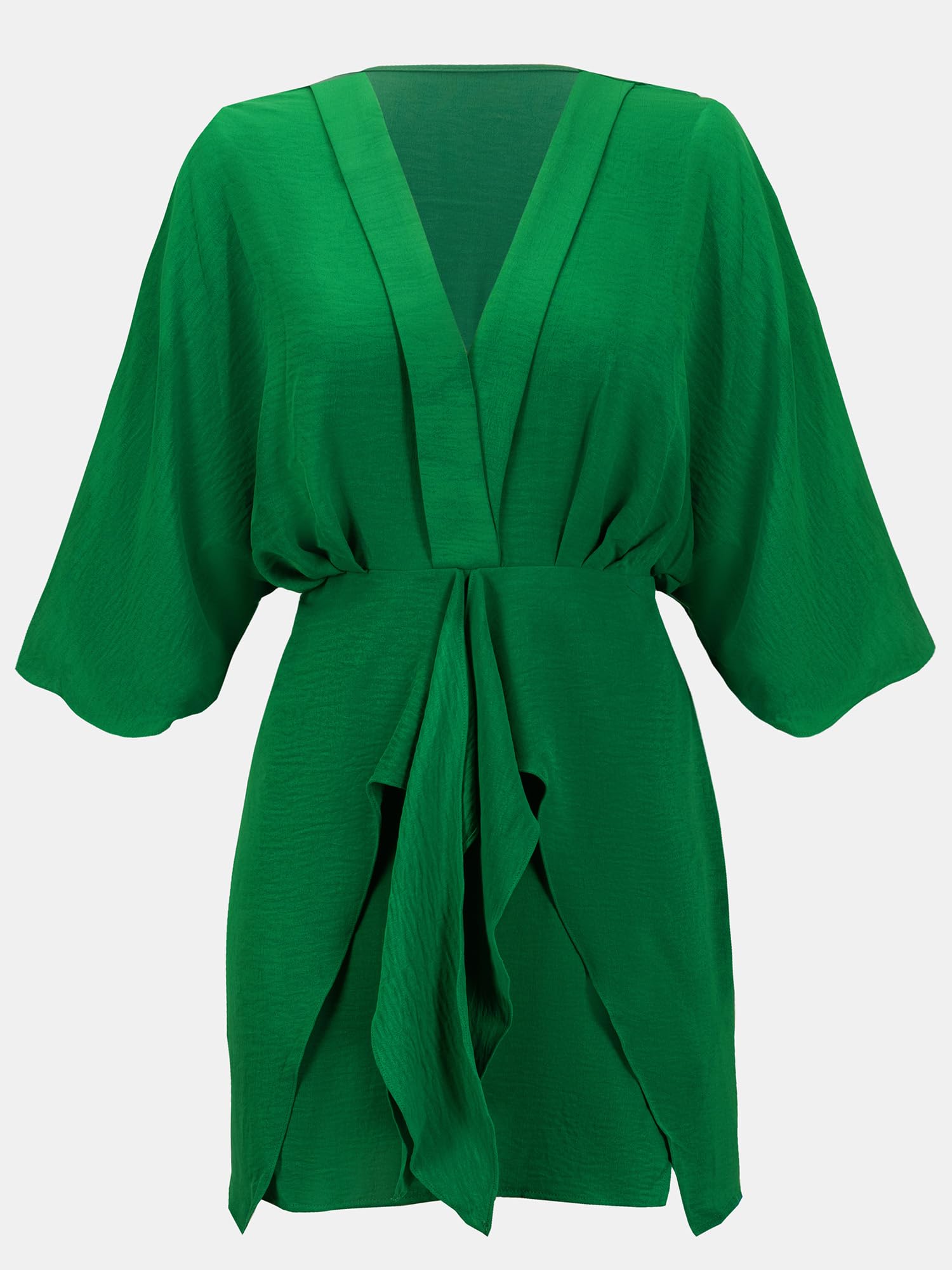 CUPSHE Womens Vacation Mini Summer Dress V Neck Kimono Sleeve Belted Flowy Loose Resort Wear Casual Beach Cover Up Dress thumbnail
