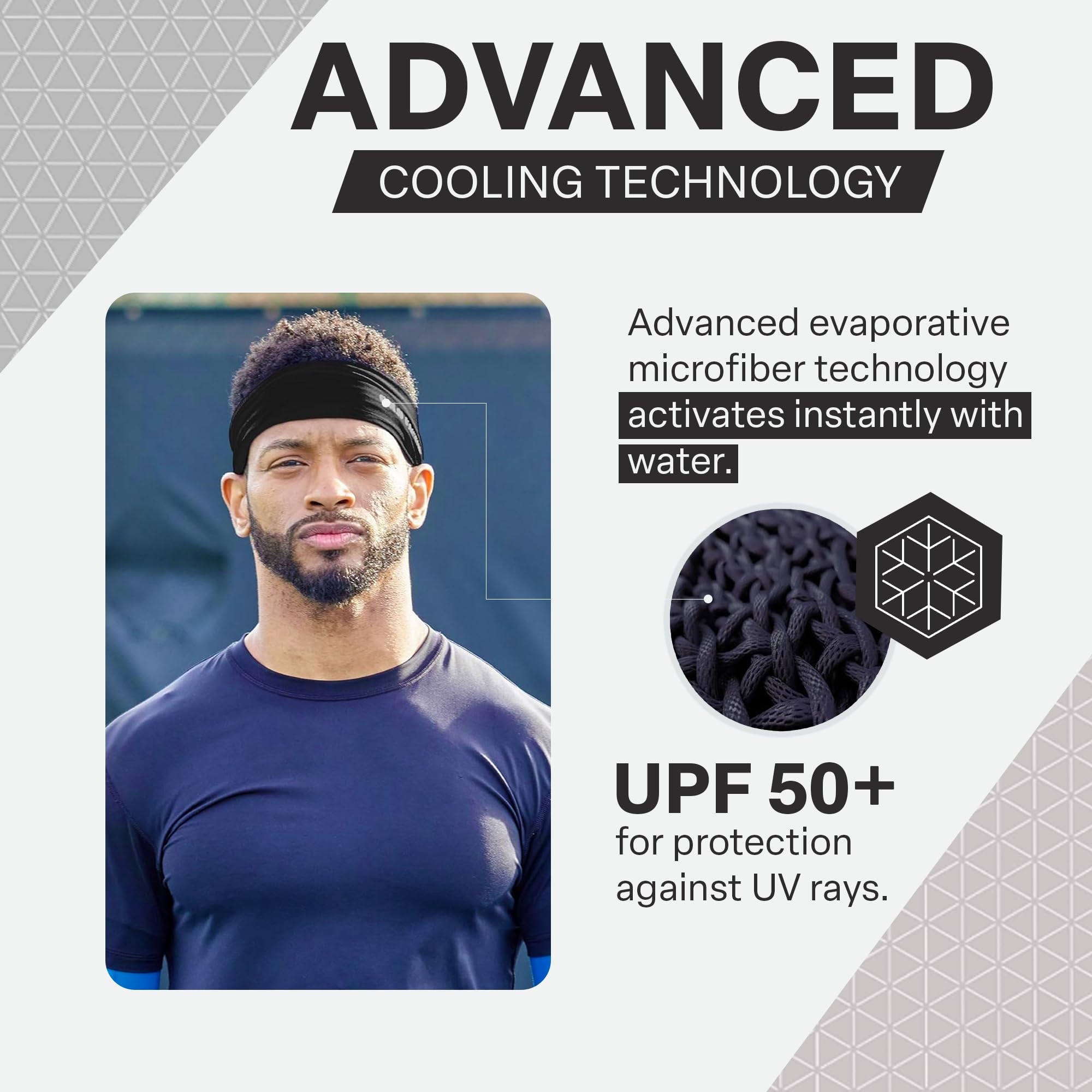 COLD FACTOR Cooling Headband for Women and Men – UPF 50+ Advanced Evaporative Comfort, Instant Cooling Sweatband for Outdoor Sports, Fitness, Yoga, Hiking, Running, and Workout thumbnail