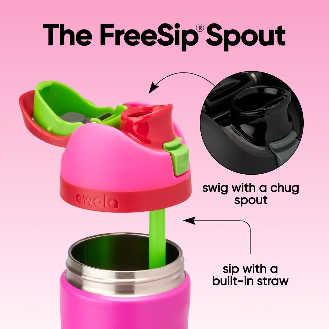 Owala FreeSip Kids Stainless Steel Water Bottle 16 oz All the Berries thumbnail