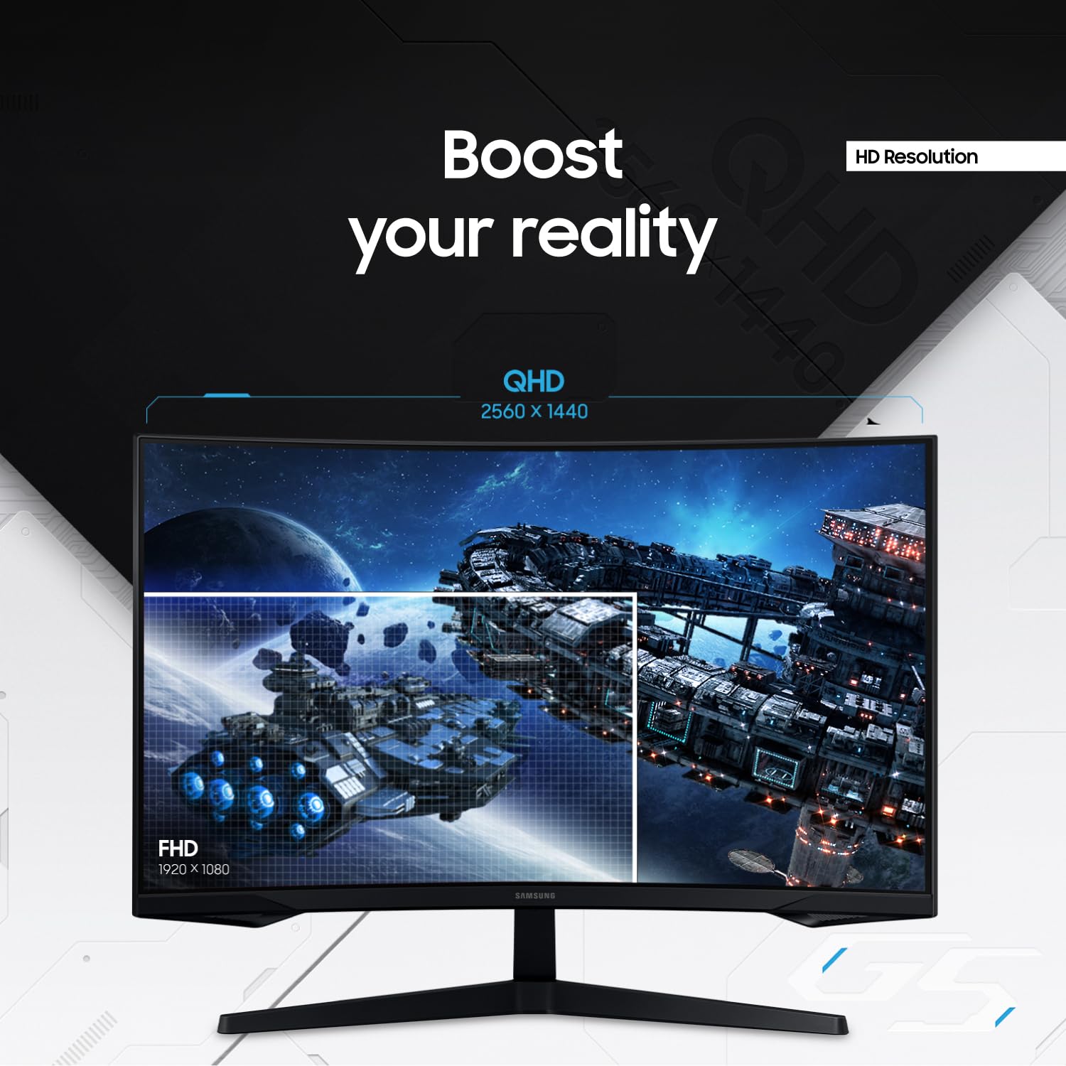 SAMSUNG 32" Odyssey G55C Series QHD 1000R Curved Gaming Monitor, 1ms(MPRT), HDR10, 165Hz, AMD Radeon FreeSync, Eye Care, Glare Free, Sharp Resolution LS32CG550ENXZA thumbnail