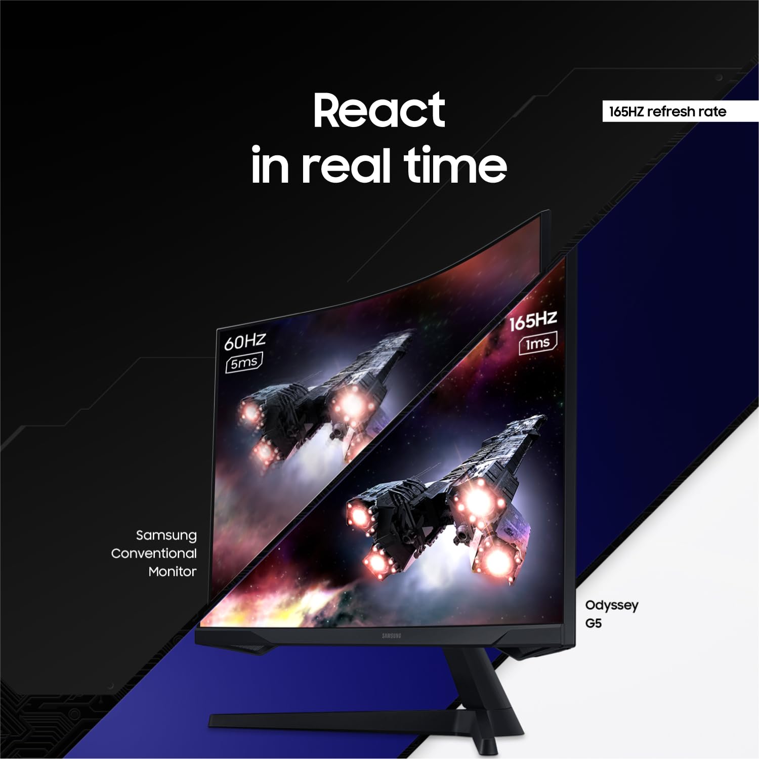 SAMSUNG 32" Odyssey G55C Series QHD 1000R Curved Gaming Monitor, 1ms(MPRT), HDR10, 165Hz, AMD Radeon FreeSync, Eye Care, Glare Free, Sharp Resolution LS32CG550ENXZA thumbnail