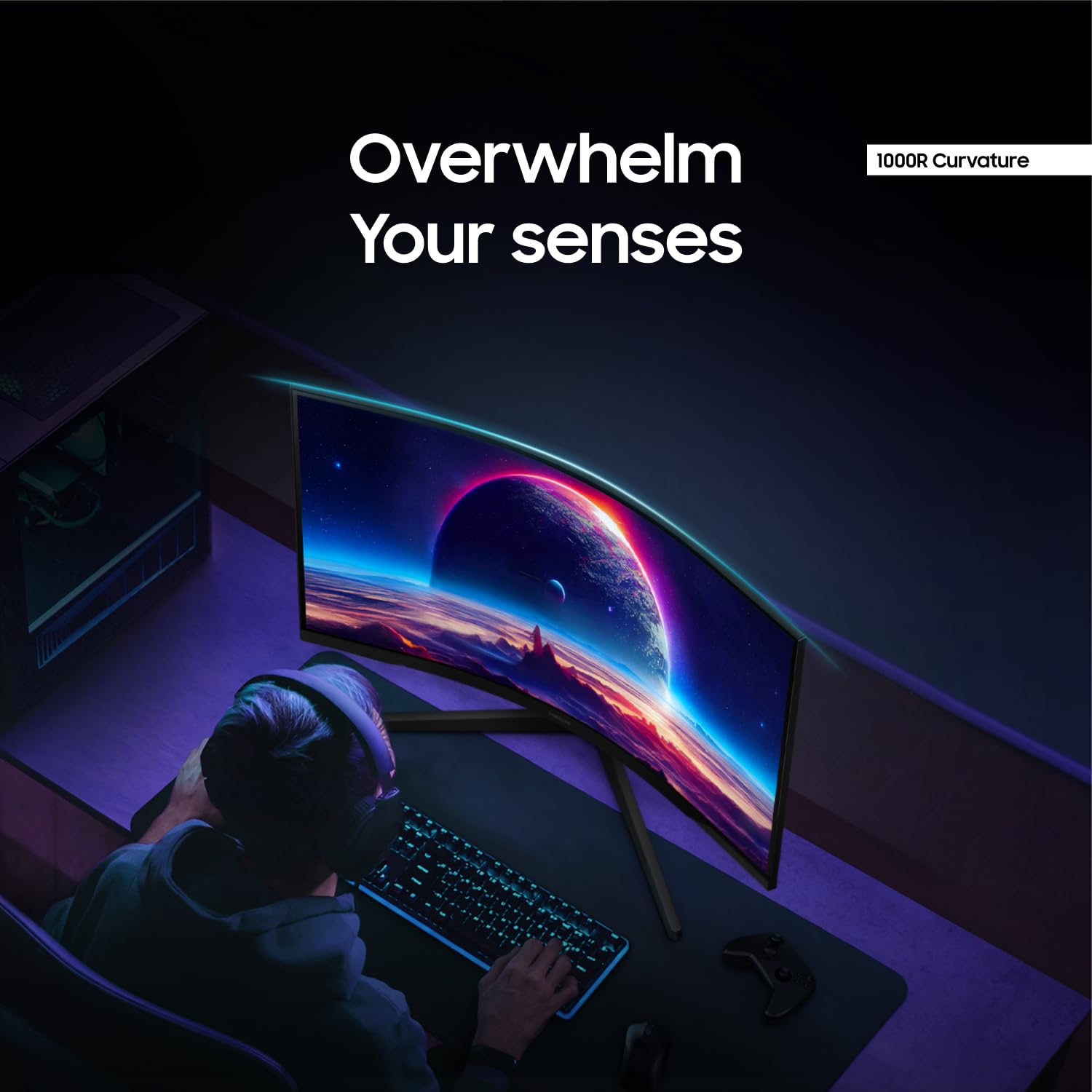 SAMSUNG 32" Odyssey G55C Series QHD 1000R Curved Gaming Monitor, 1ms(MPRT), HDR10, 165Hz, AMD Radeon FreeSync, Eye Care, Glare Free, Sharp Resolution LS32CG550ENXZA thumbnail