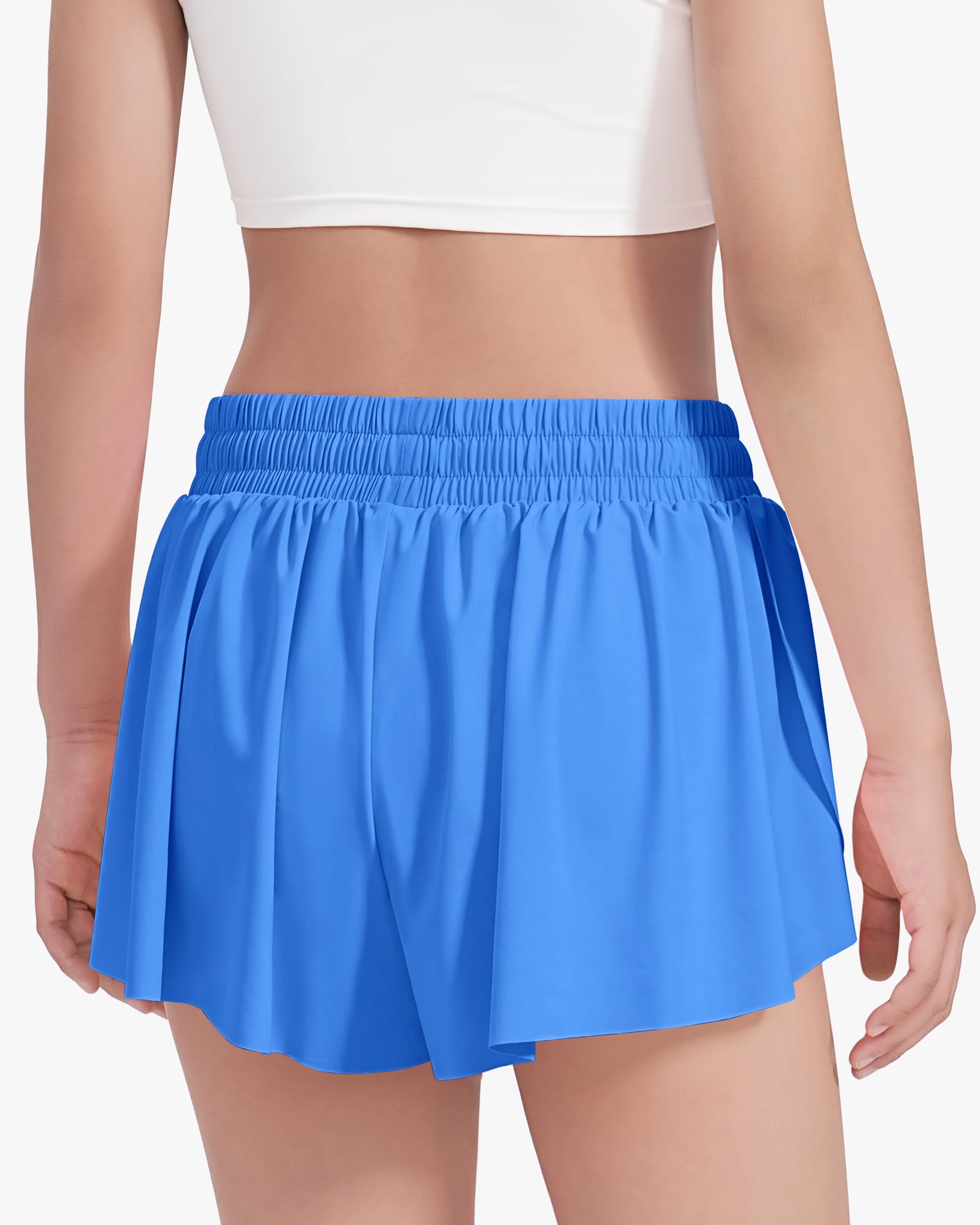 HASMES Girls Butterfly Shorts Teen Flowy Athletic Shorts for Running Dance Cheer 5-14Y thumbnail