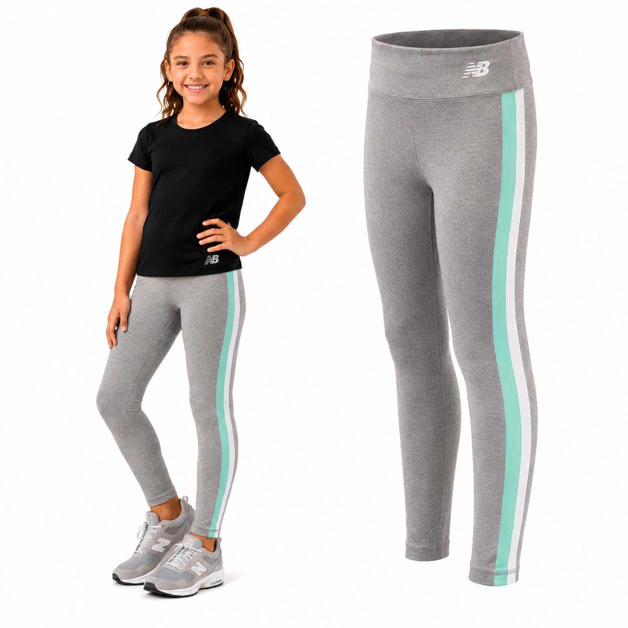 New Balance Girl's Performance Leggings (Big Kids) | Smooth Stretch Fabric, Sleek Versatile Black, Breathable Support for Dance, Gym, Fitness & Everyday Play