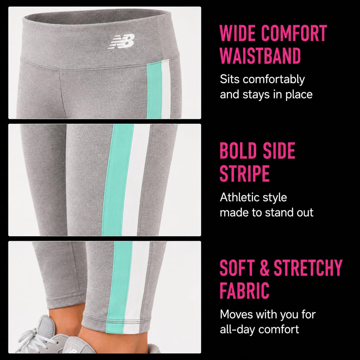 New Balance Girl's Performance Leggings (Big Kids) | Smooth Stretch Fabric, Sleek Versatile Black, Breathable Support for Dance, Gym, Fitness & Everyday Play thumbnail